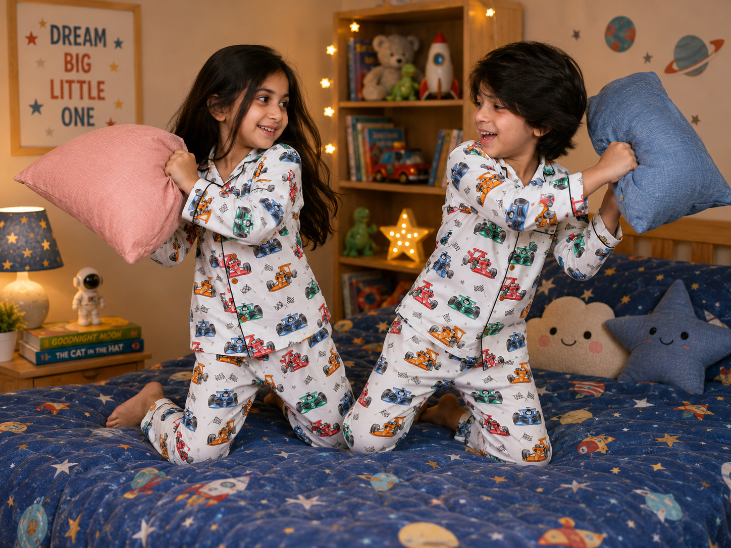 White Racer Dash PJ Set