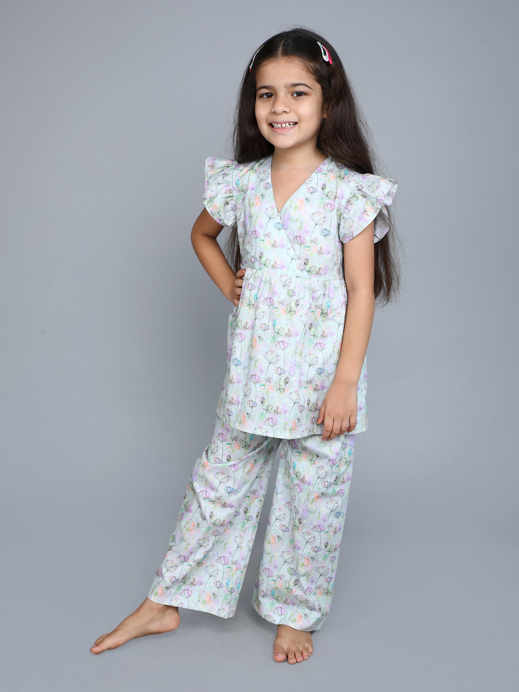 Green Floral Print Cotton Co-ord Set