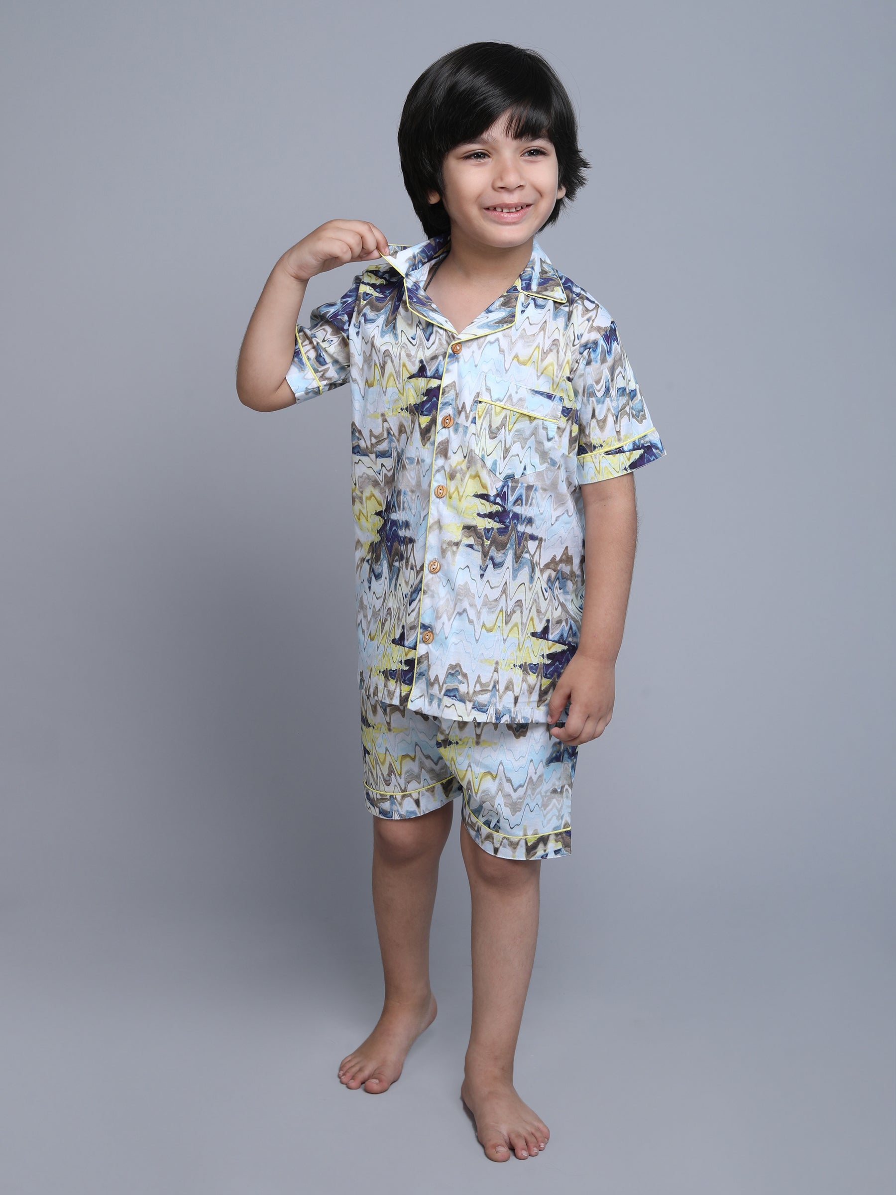 Cotton Marble Print Co-ord Set - Multicolor