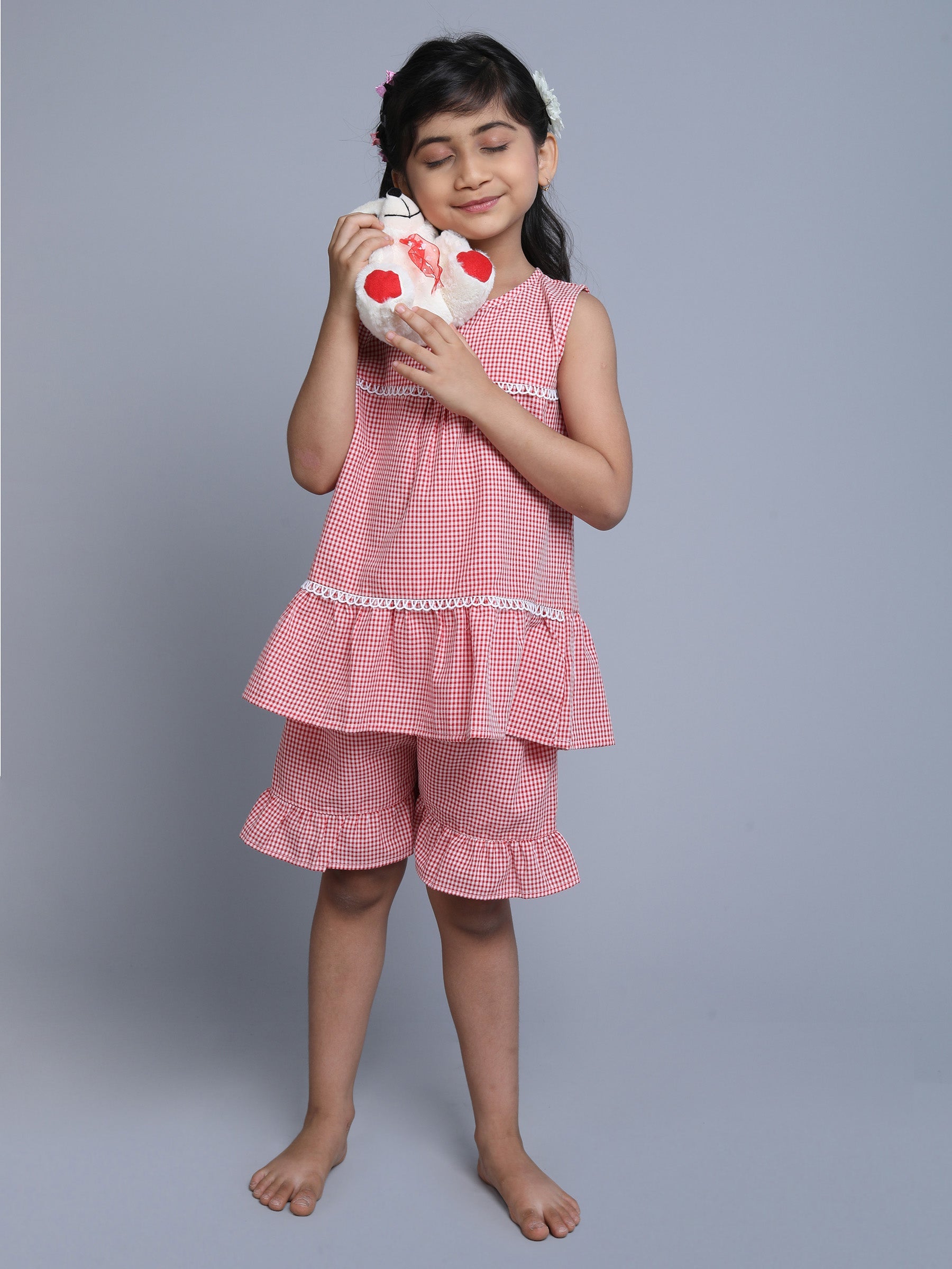 Cotton Checks Round Neck Co-ord Set