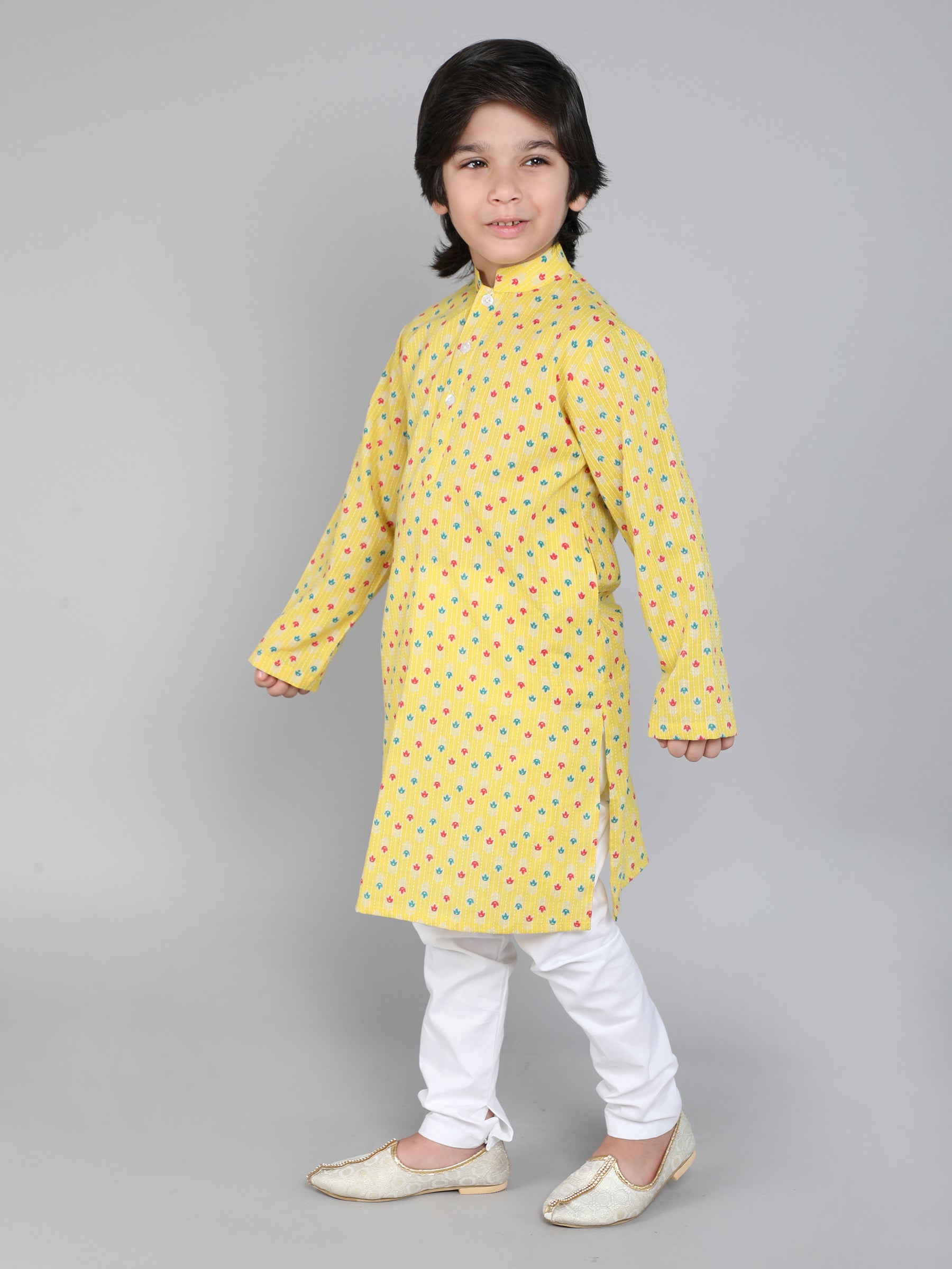 Hand Block Print Kurta Set - Yellow