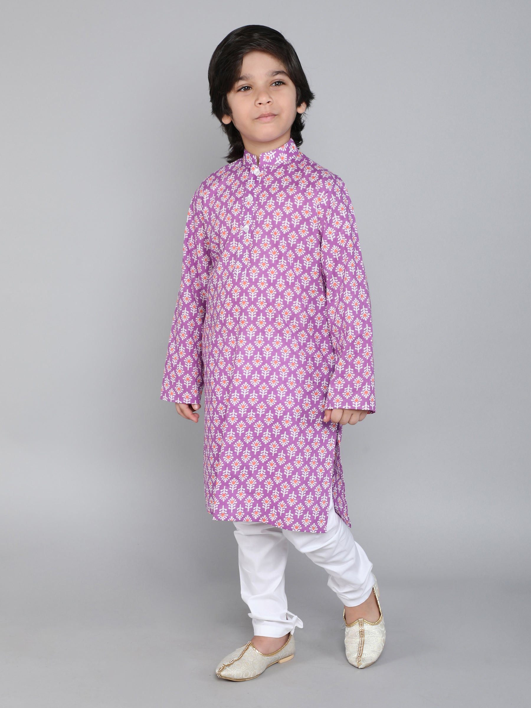 Hand Block Print Kurta Set - Purple