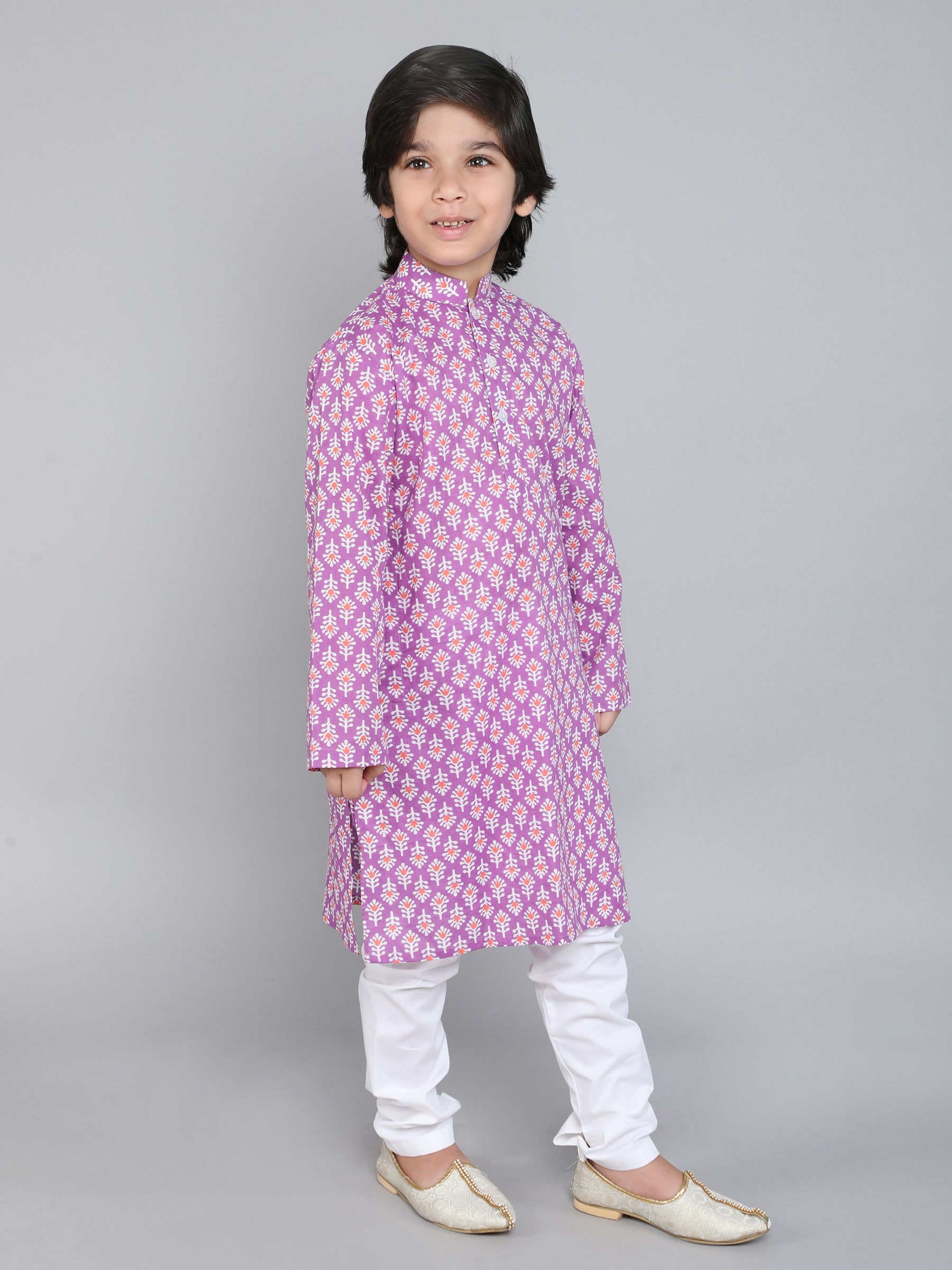 Hand Block Print Kurta Set - Purple