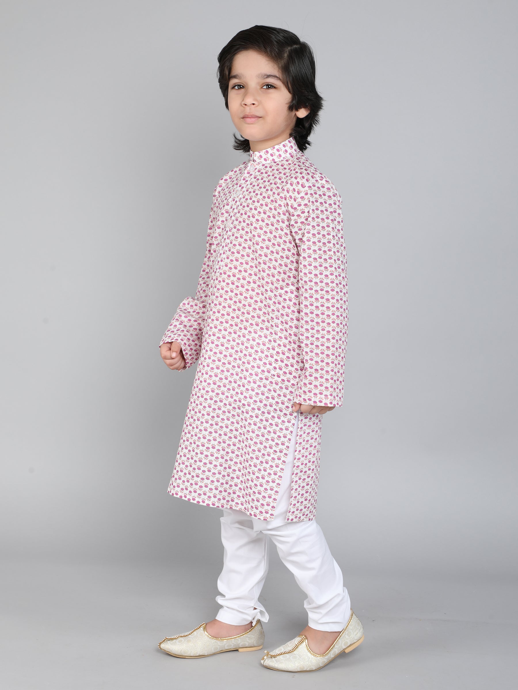 Hand Block Print Kurta Set - White