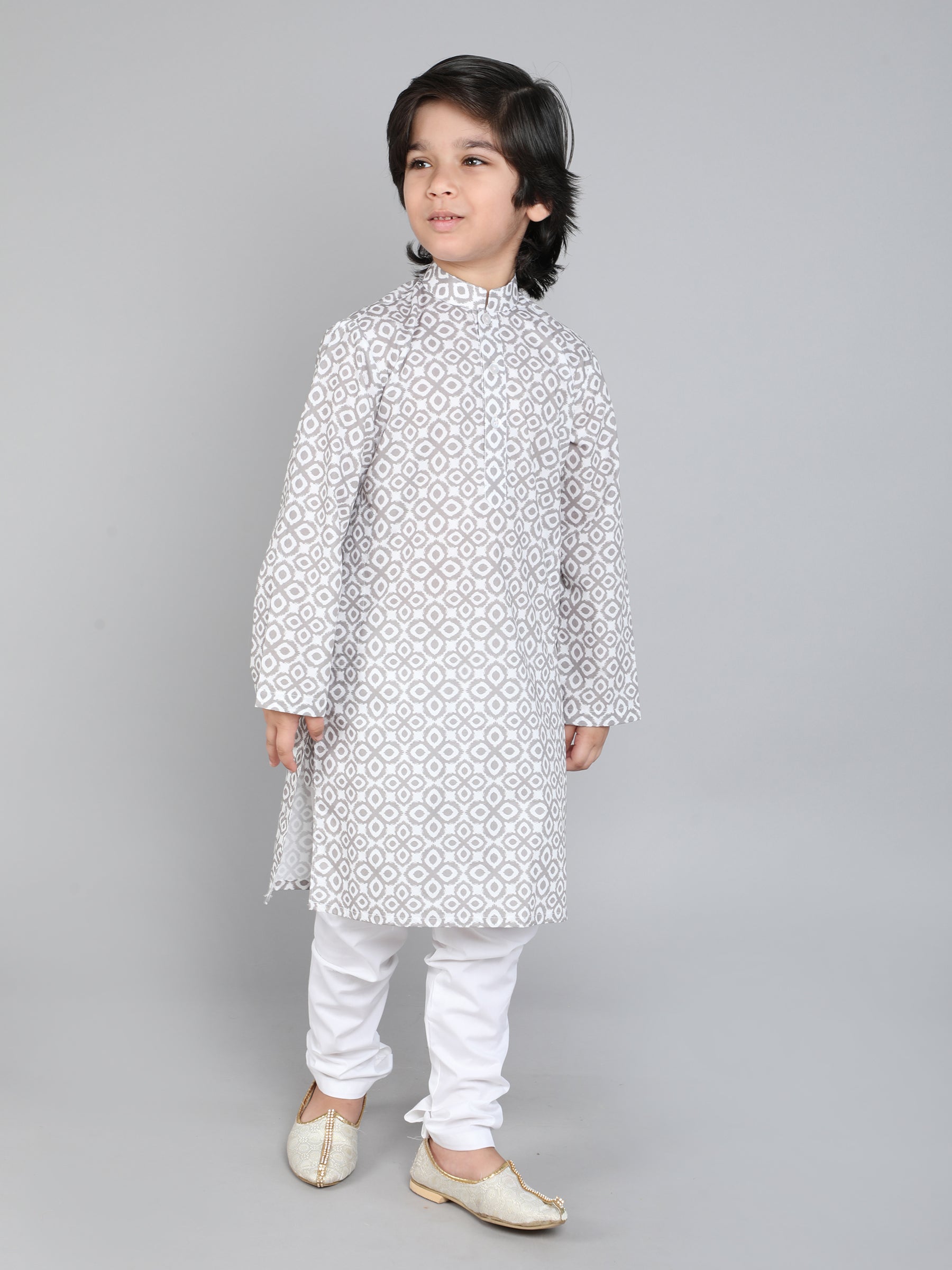 Hand Block Print Kurta Set - Off White