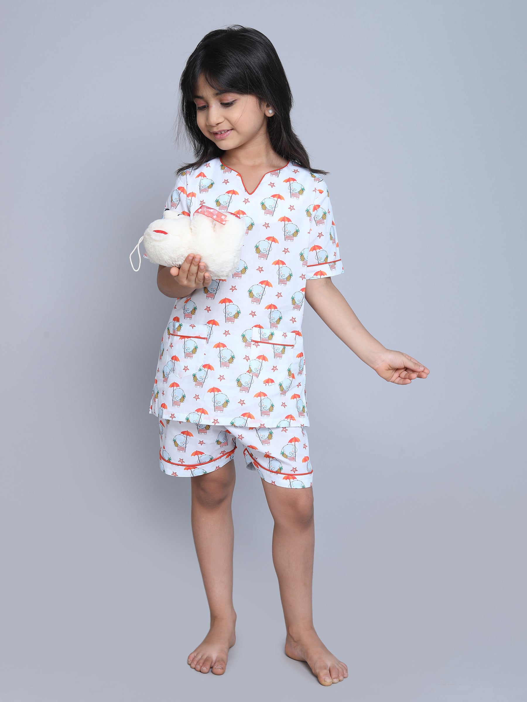 Cotton Animal V Neck Print Co-ord Set