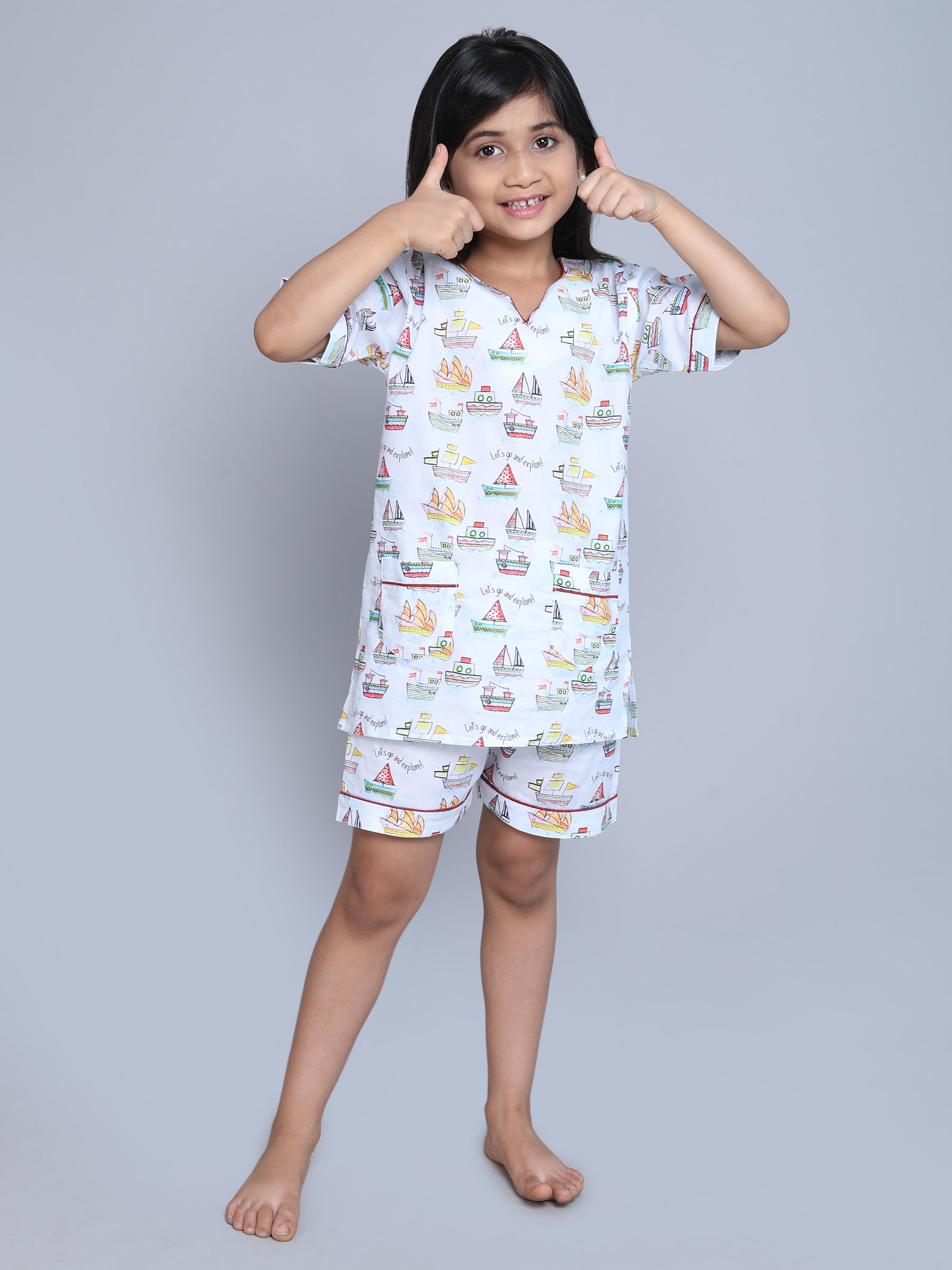 Cotton Ship Print Co-ord Set