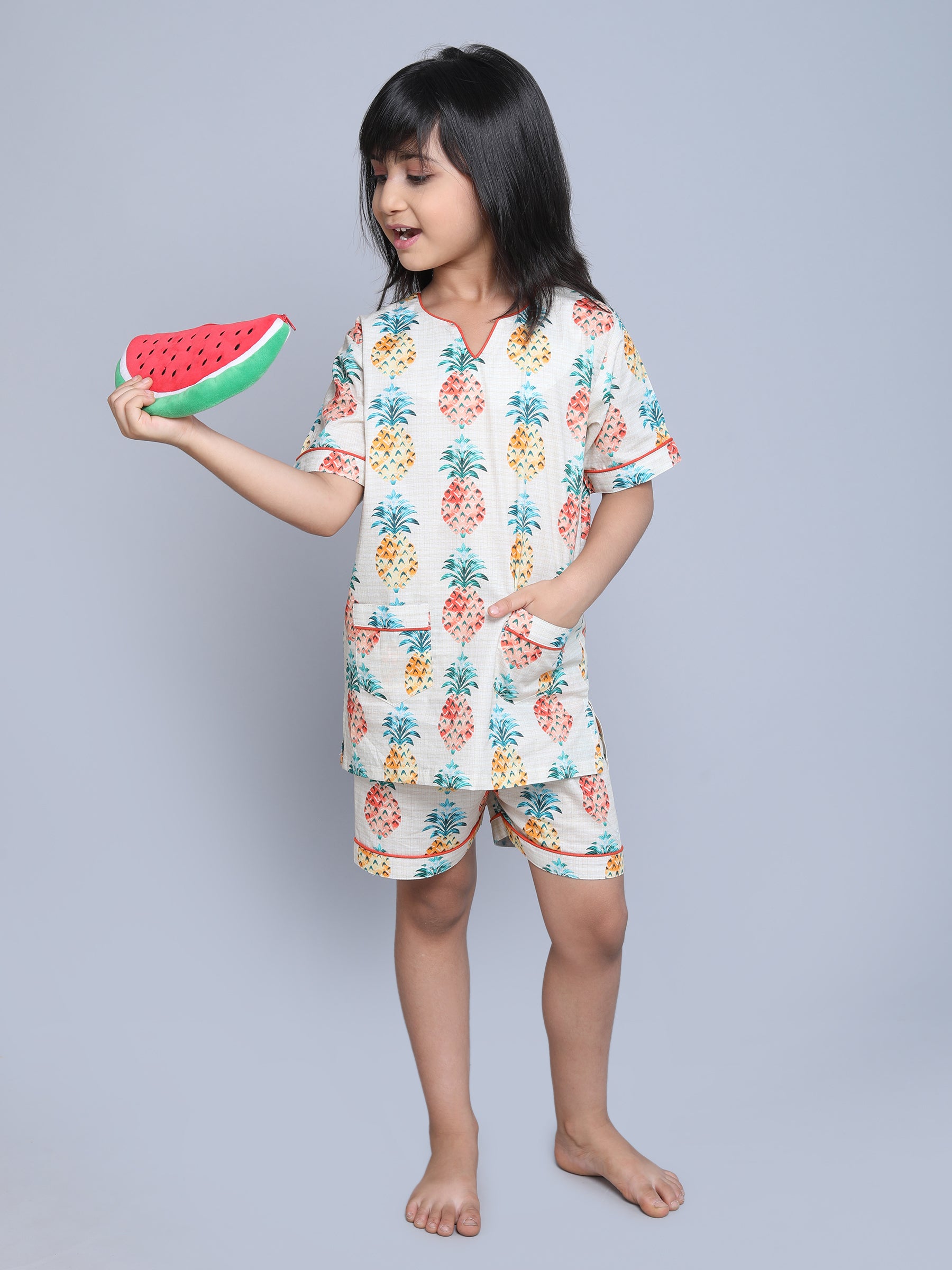 Cotton Pineapple Fruit Print Co-ord Set