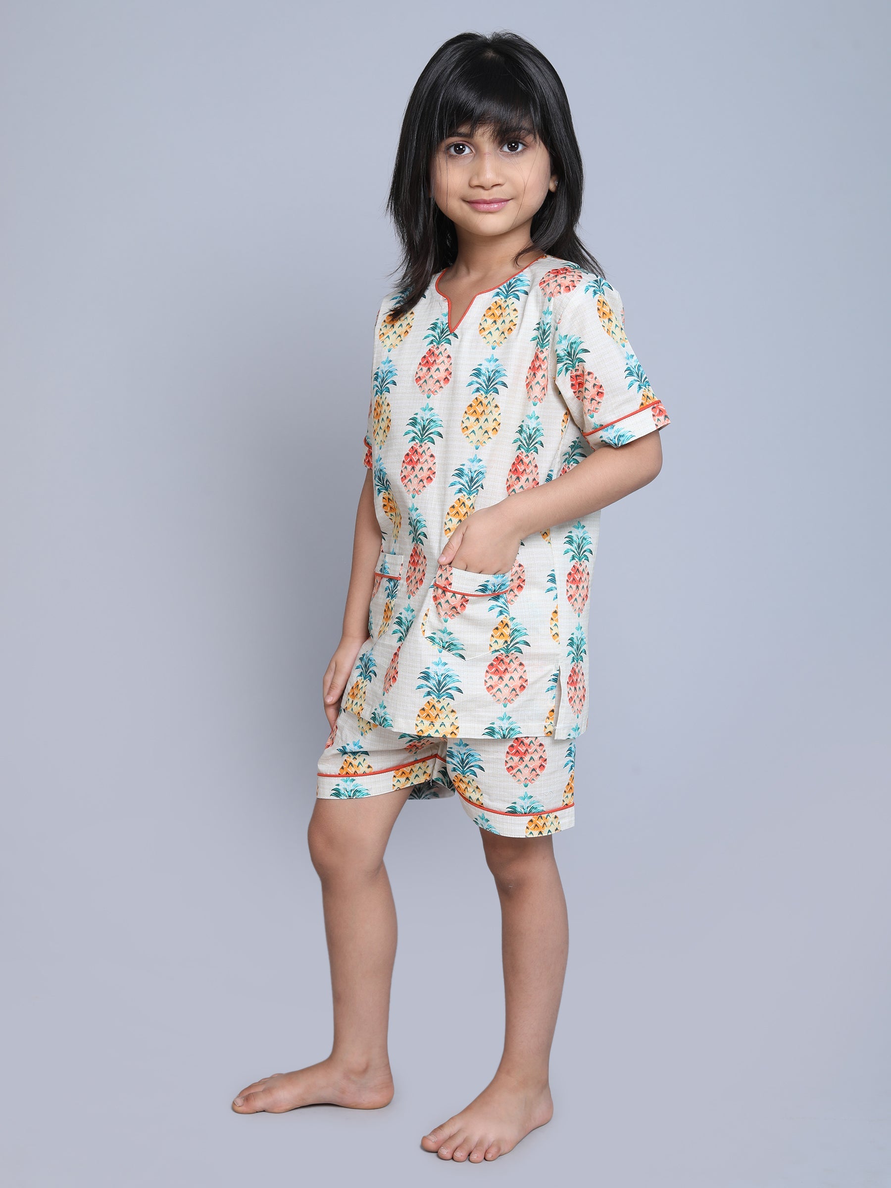 Cotton Pineapple Fruit Print Co-ord Set
