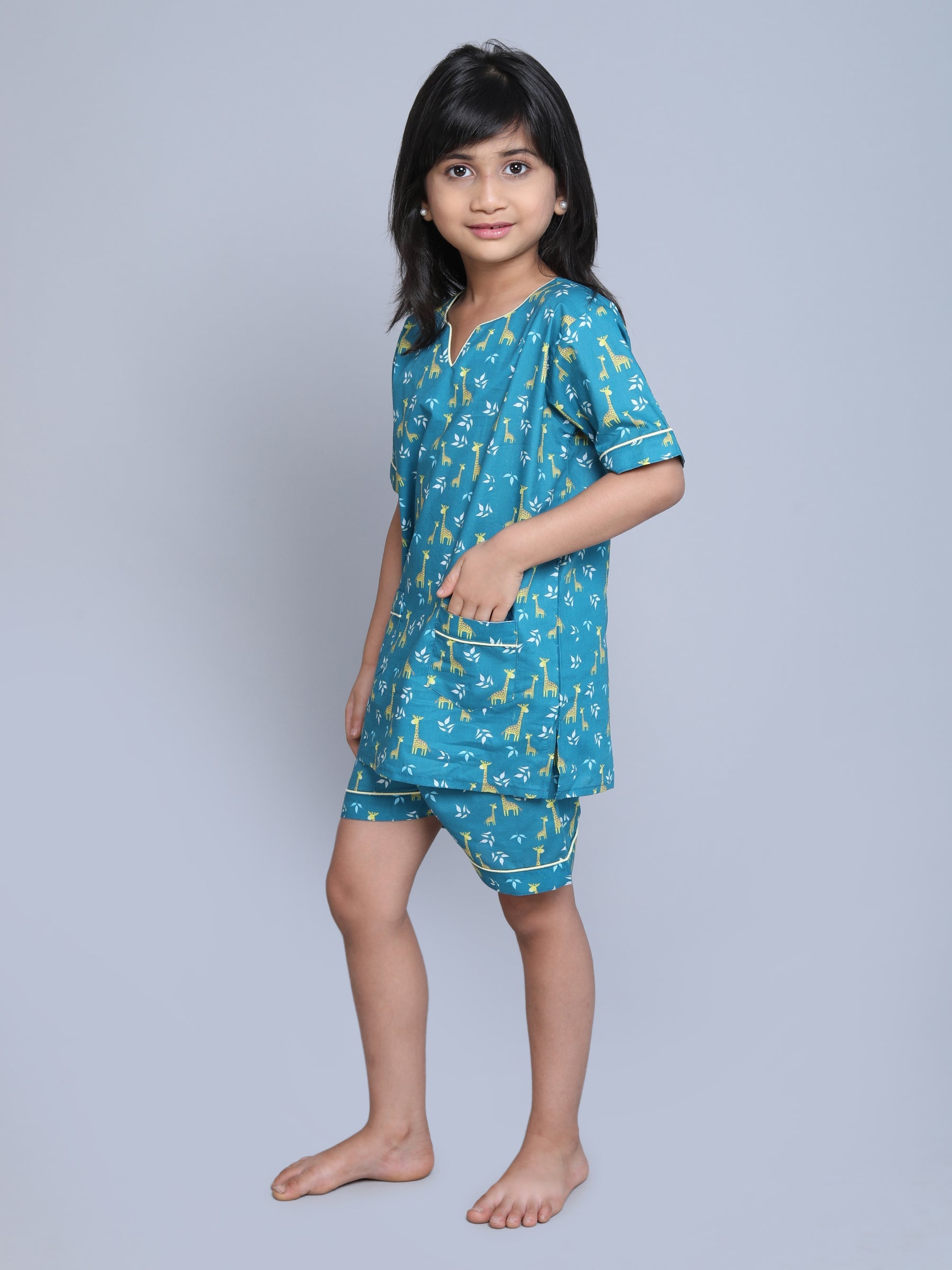 Cotton Animal V Neck Print Co-ord Set