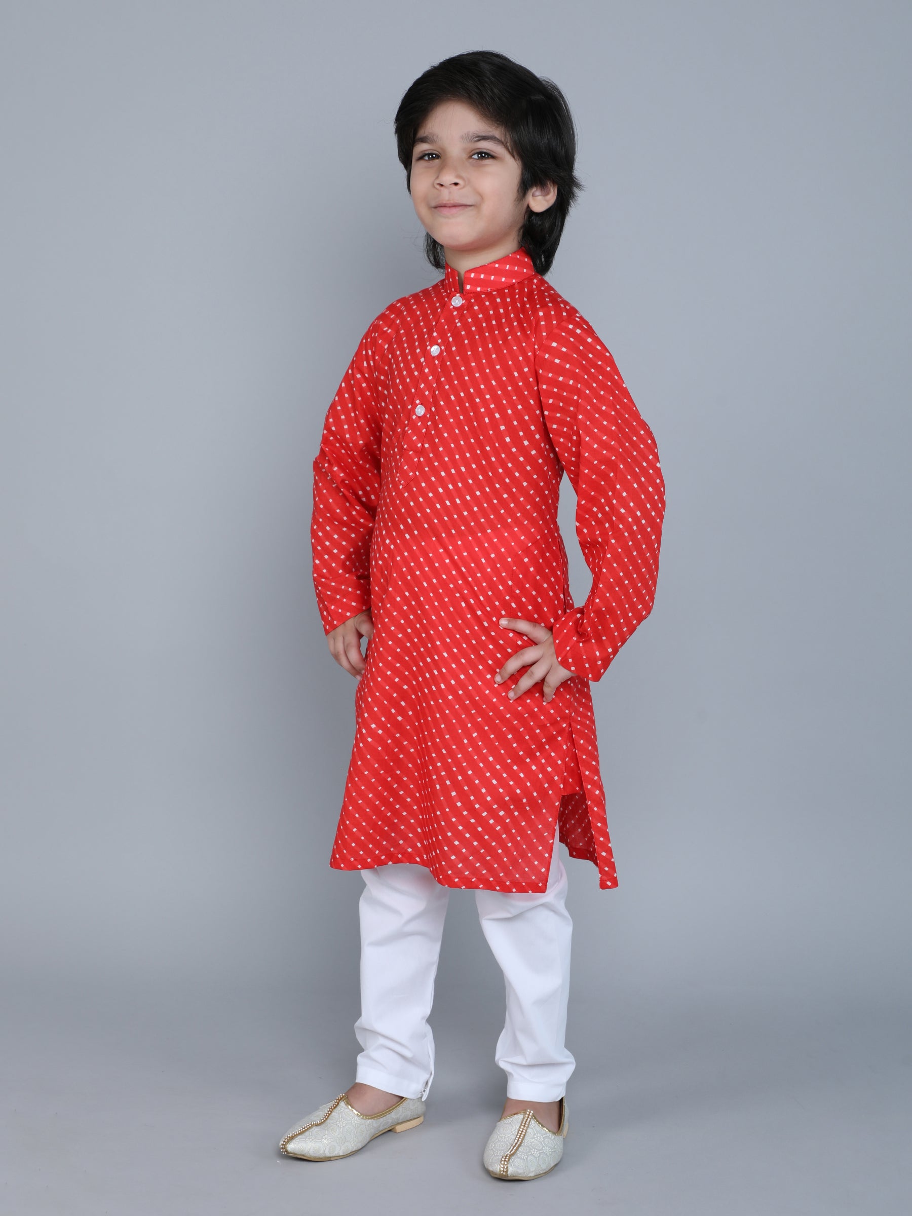 Hand Block Print Kurta Set - Red