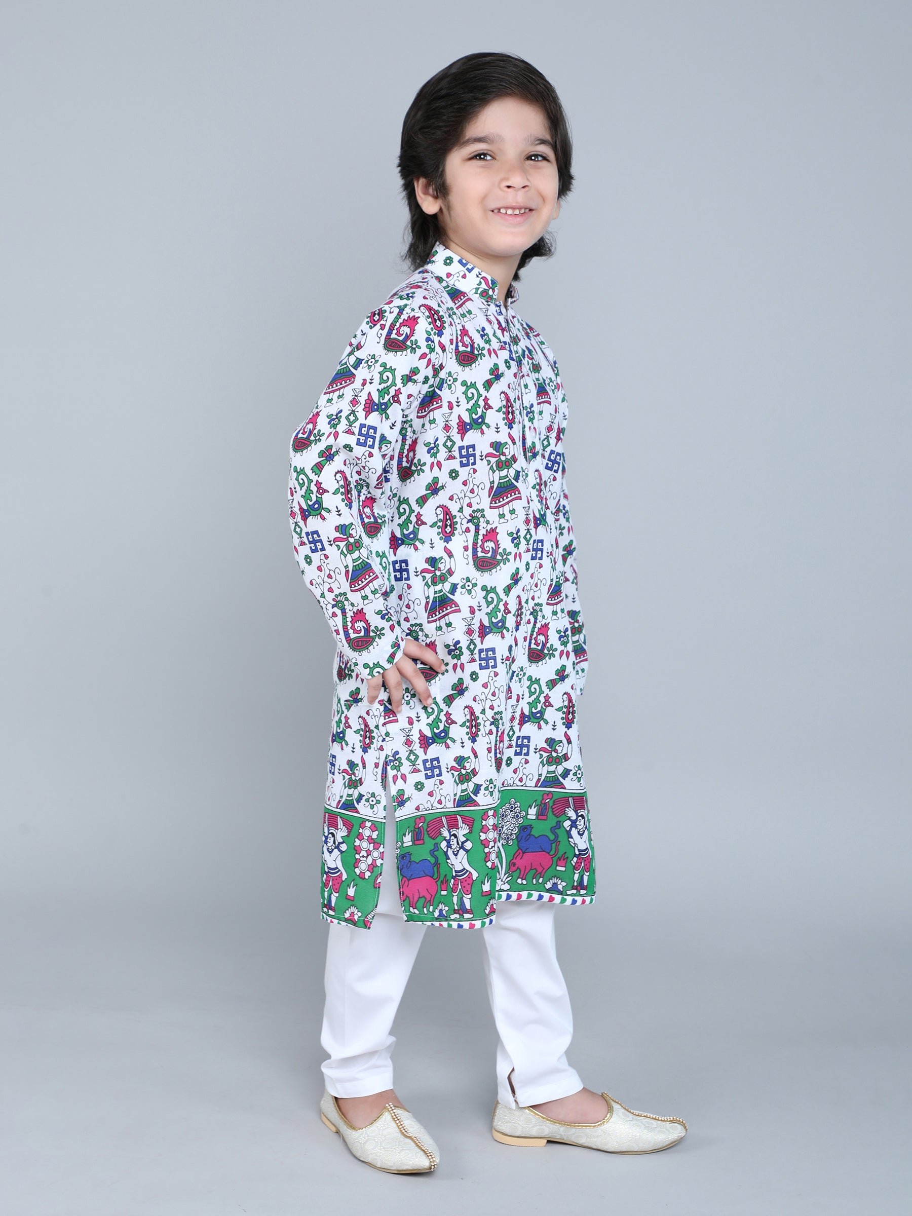 Hand Block Print Kurta Set - White