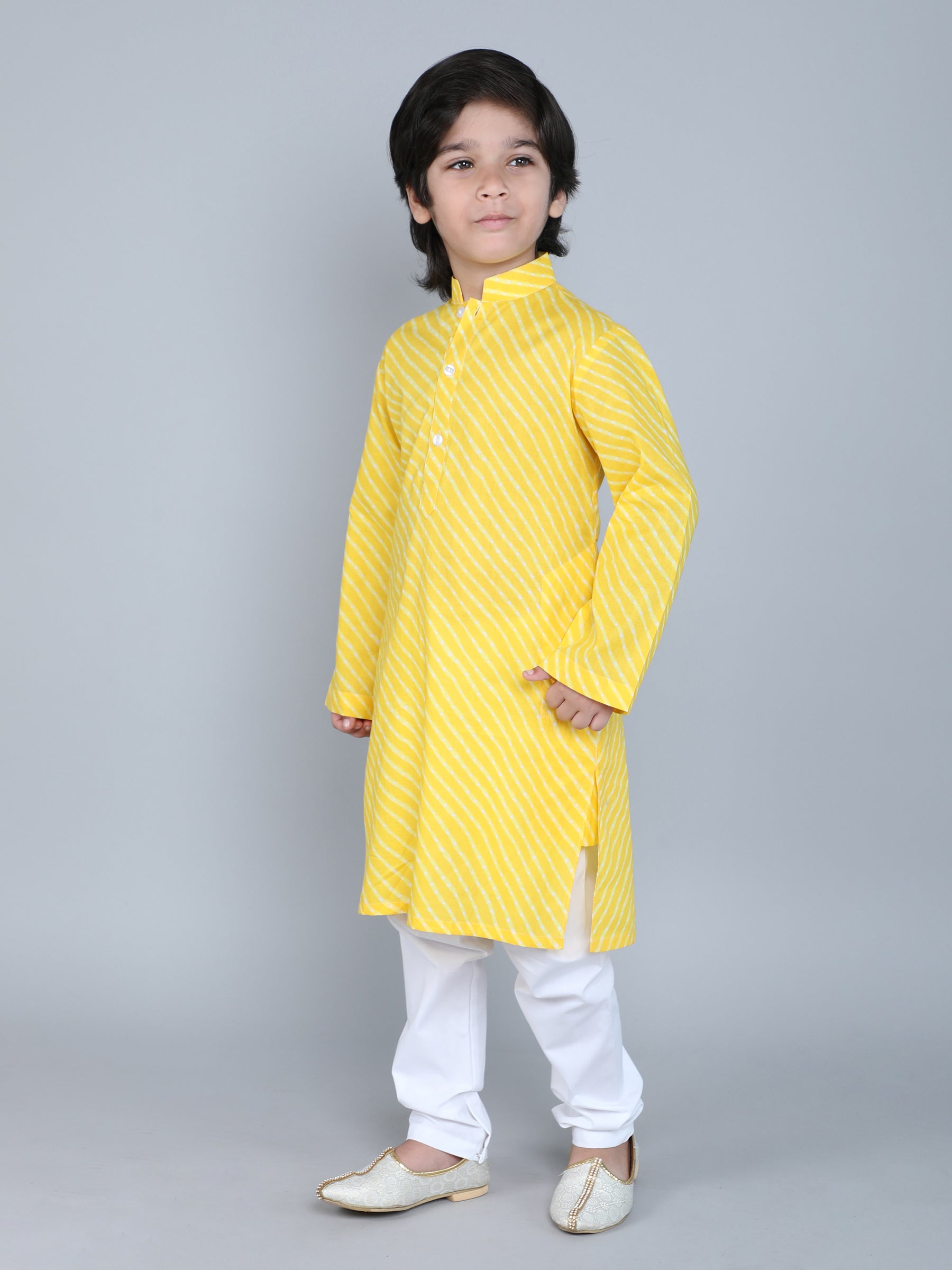Hand Block Print Kurta Set - Yellow