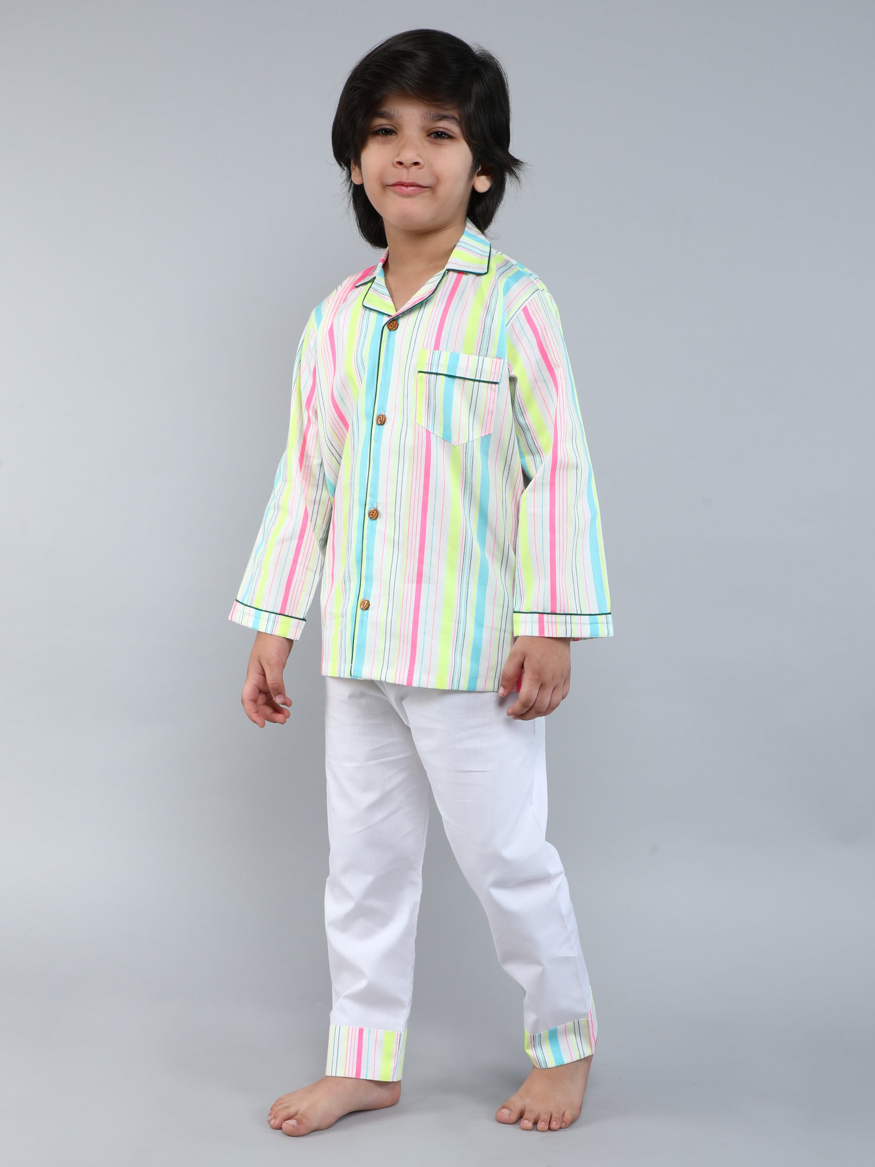 Cotton Striped Print PJ set