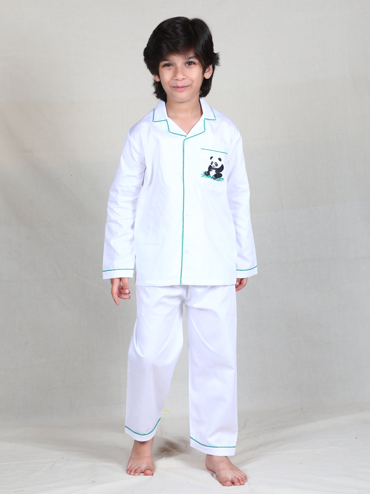White Panda Dreams Cotton Nightsuit Set