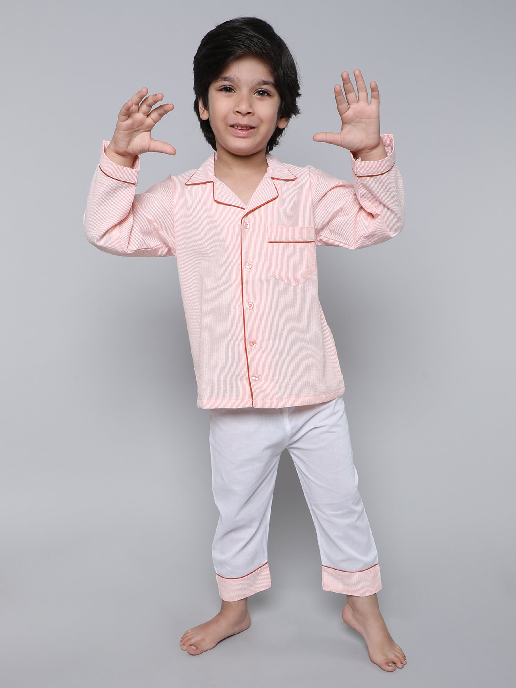 Cotton Stripe PJ set (orange)