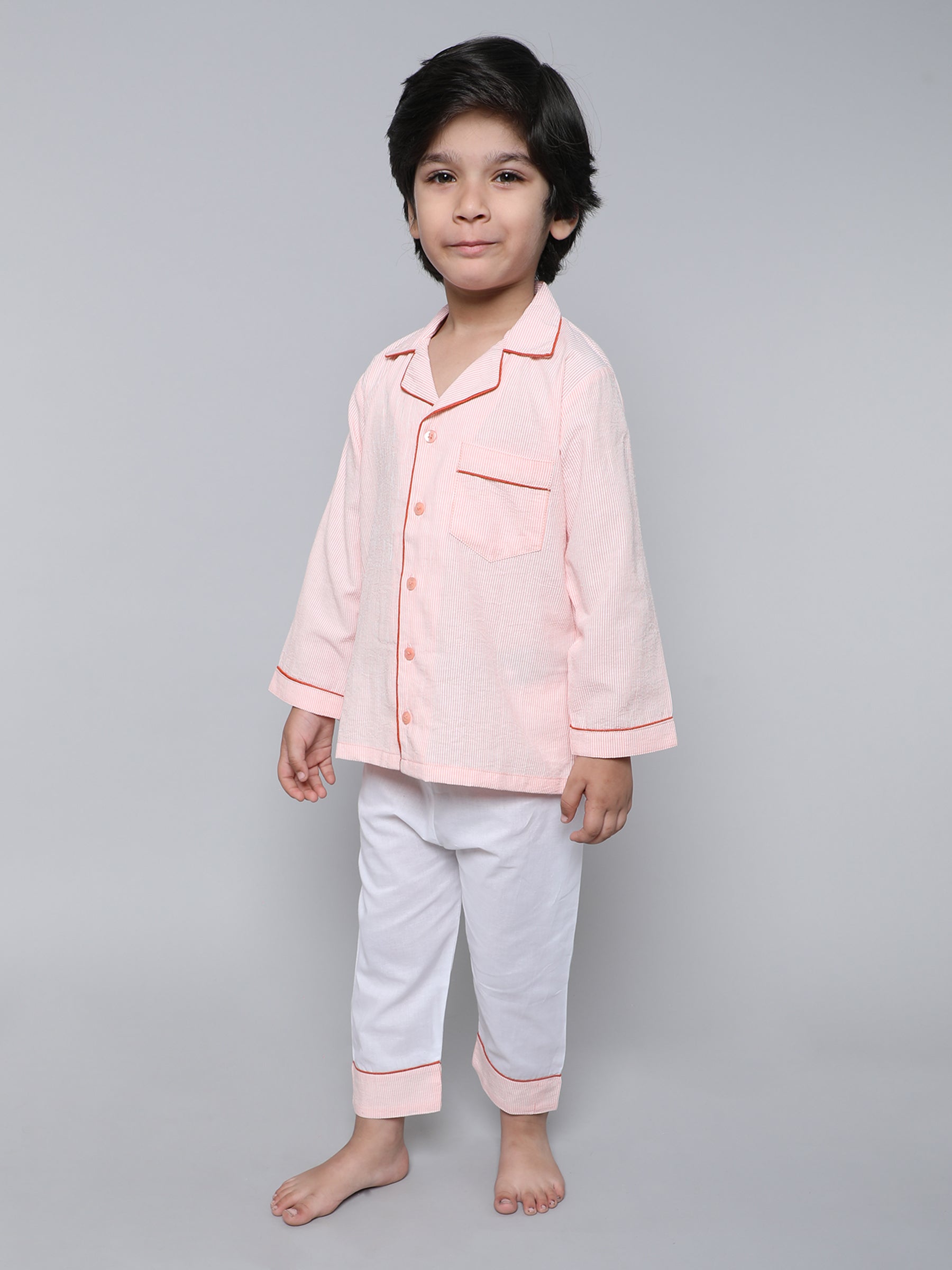 Cotton Stripe PJ set (orange)