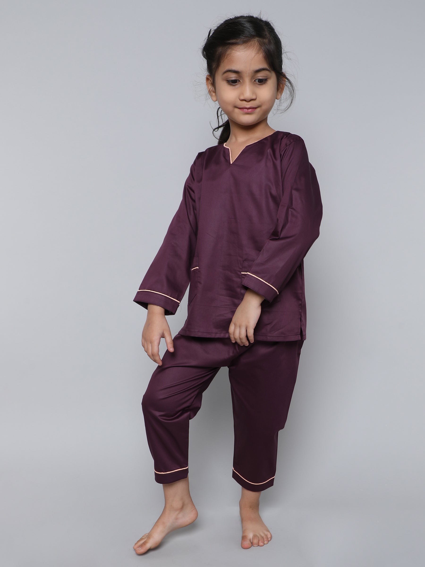100% Cotton Silk V Neck Co-ord Set (par pal)