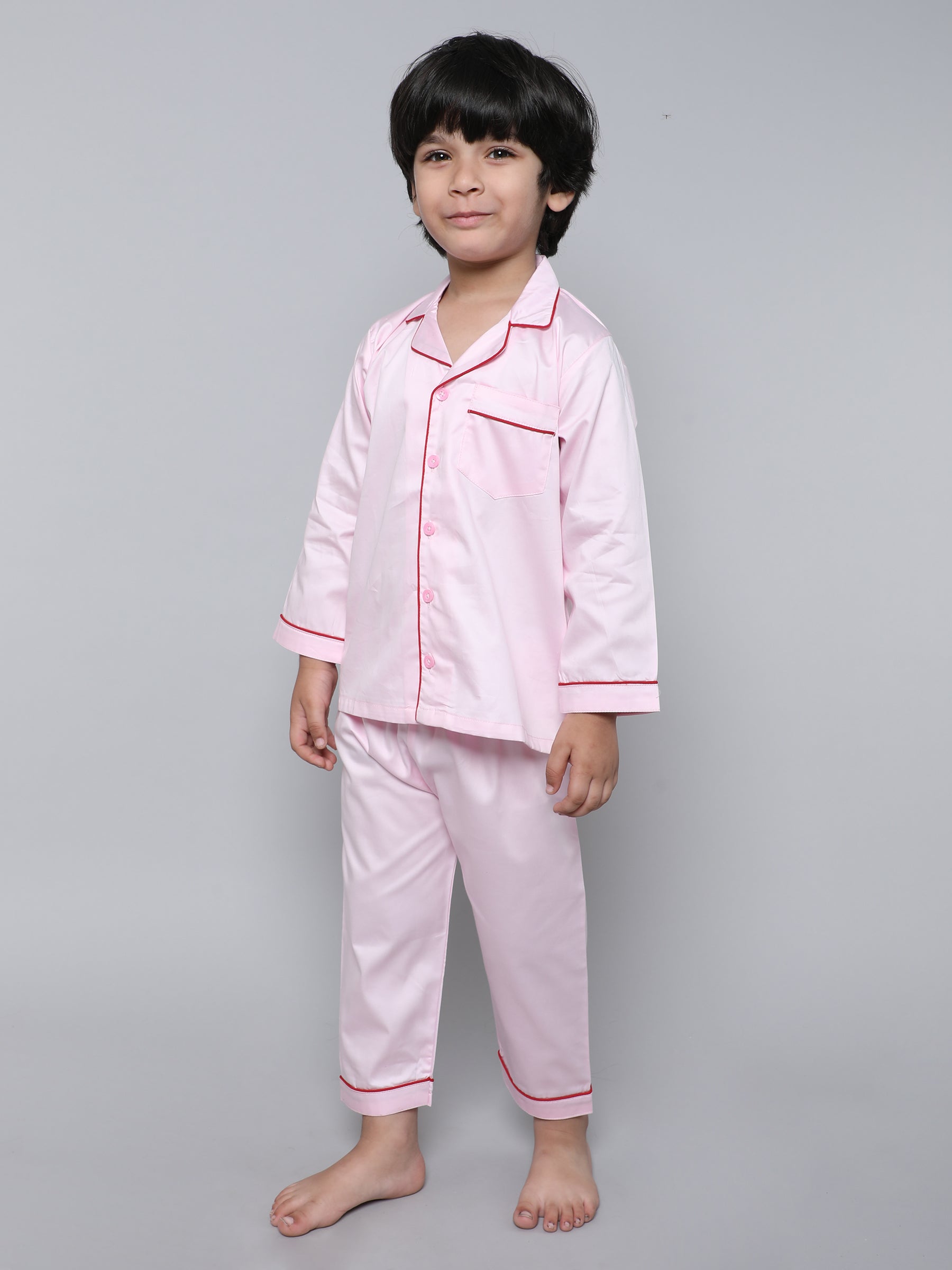 100% Cotton Silk Collar Neck Co-ord Set (pink)