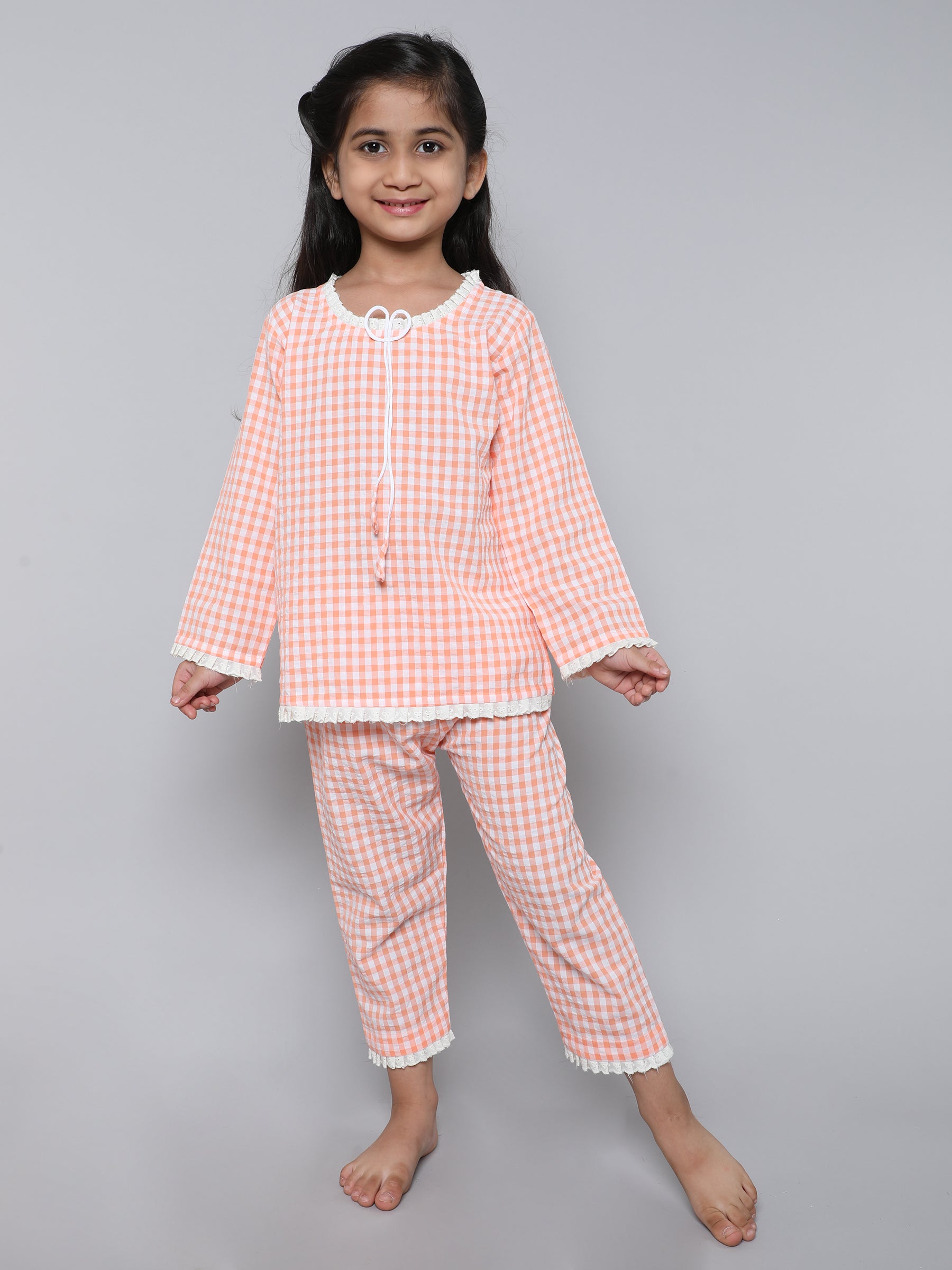 Cotton Checks Co-ord Set (Orange)