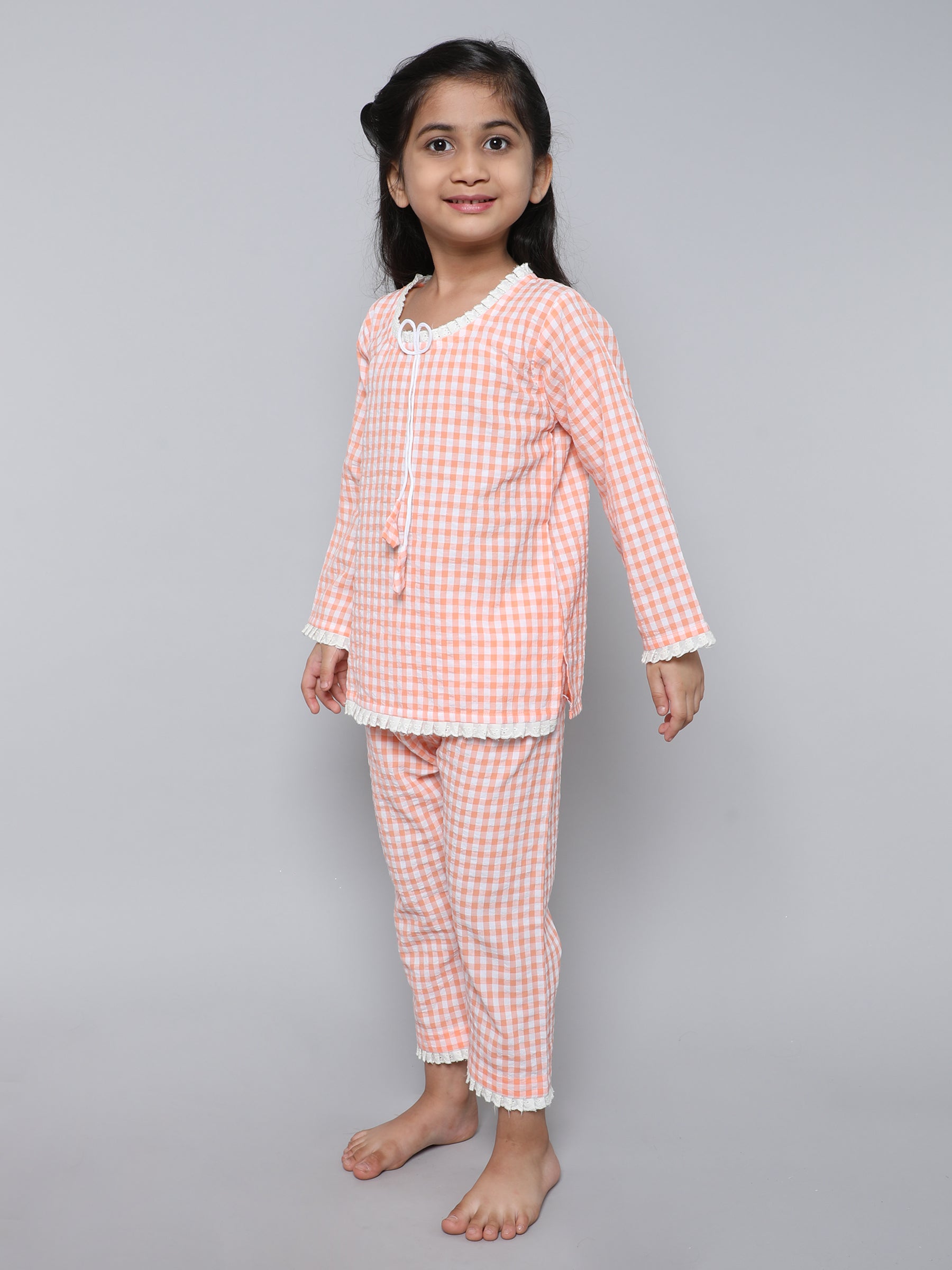 Cotton Checks Co-ord Set (Orange)