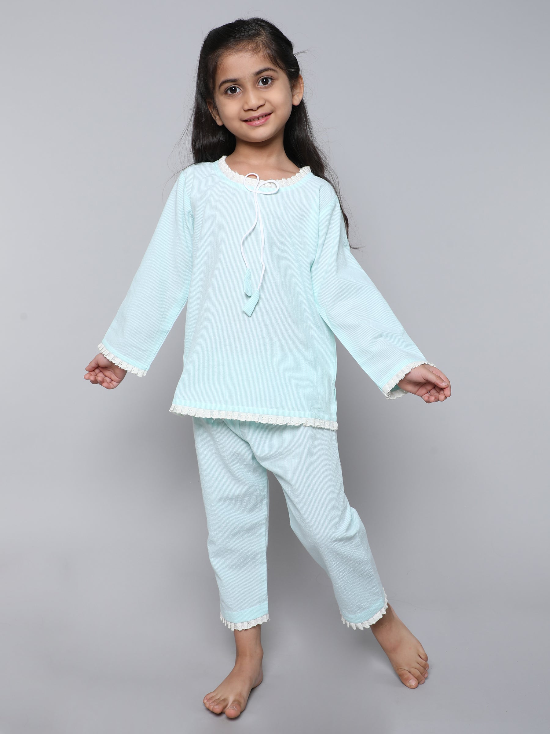 cotton stripe Co-ord Set (blue)