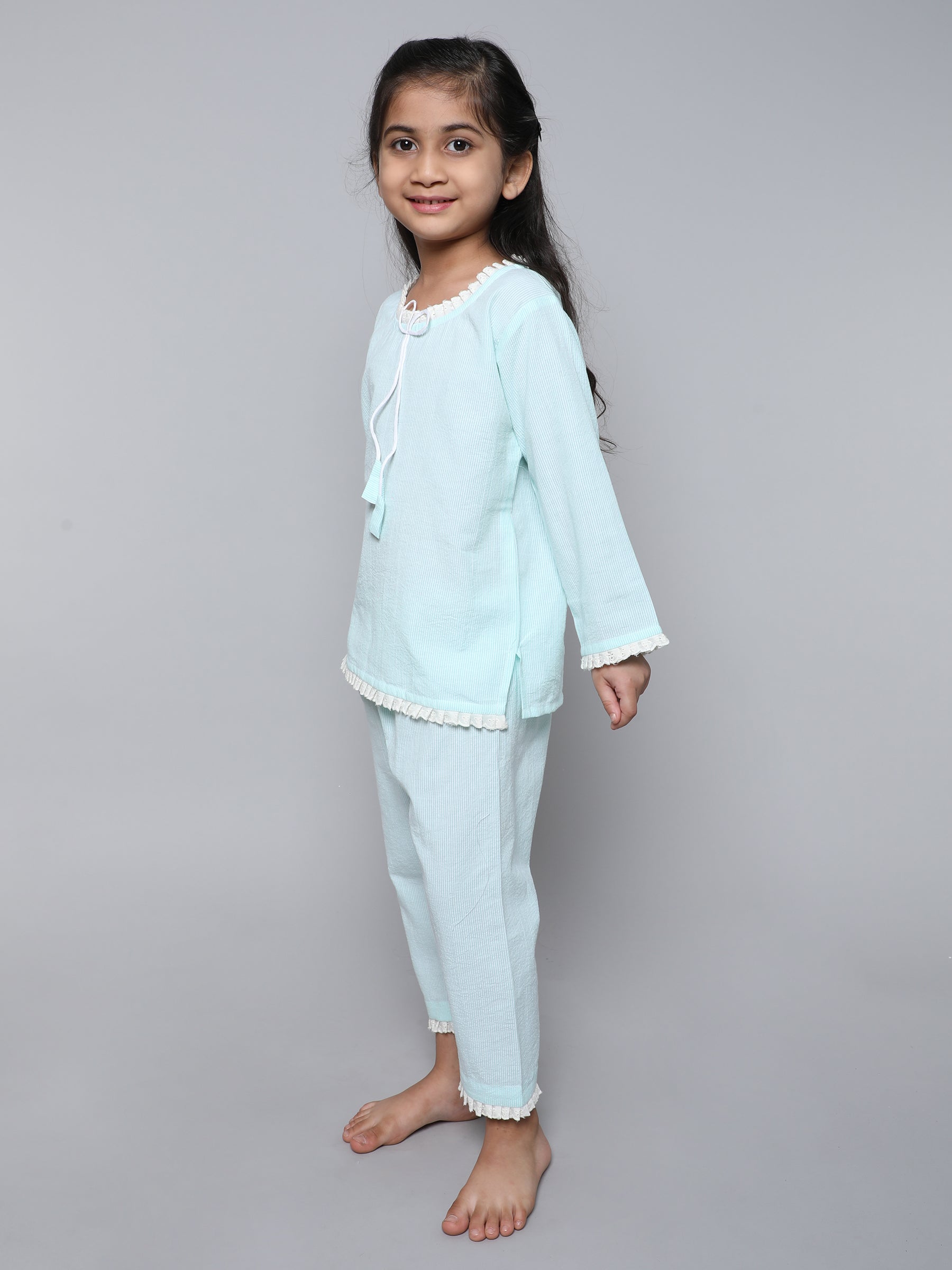 cotton stripe Co-ord Set (blue)