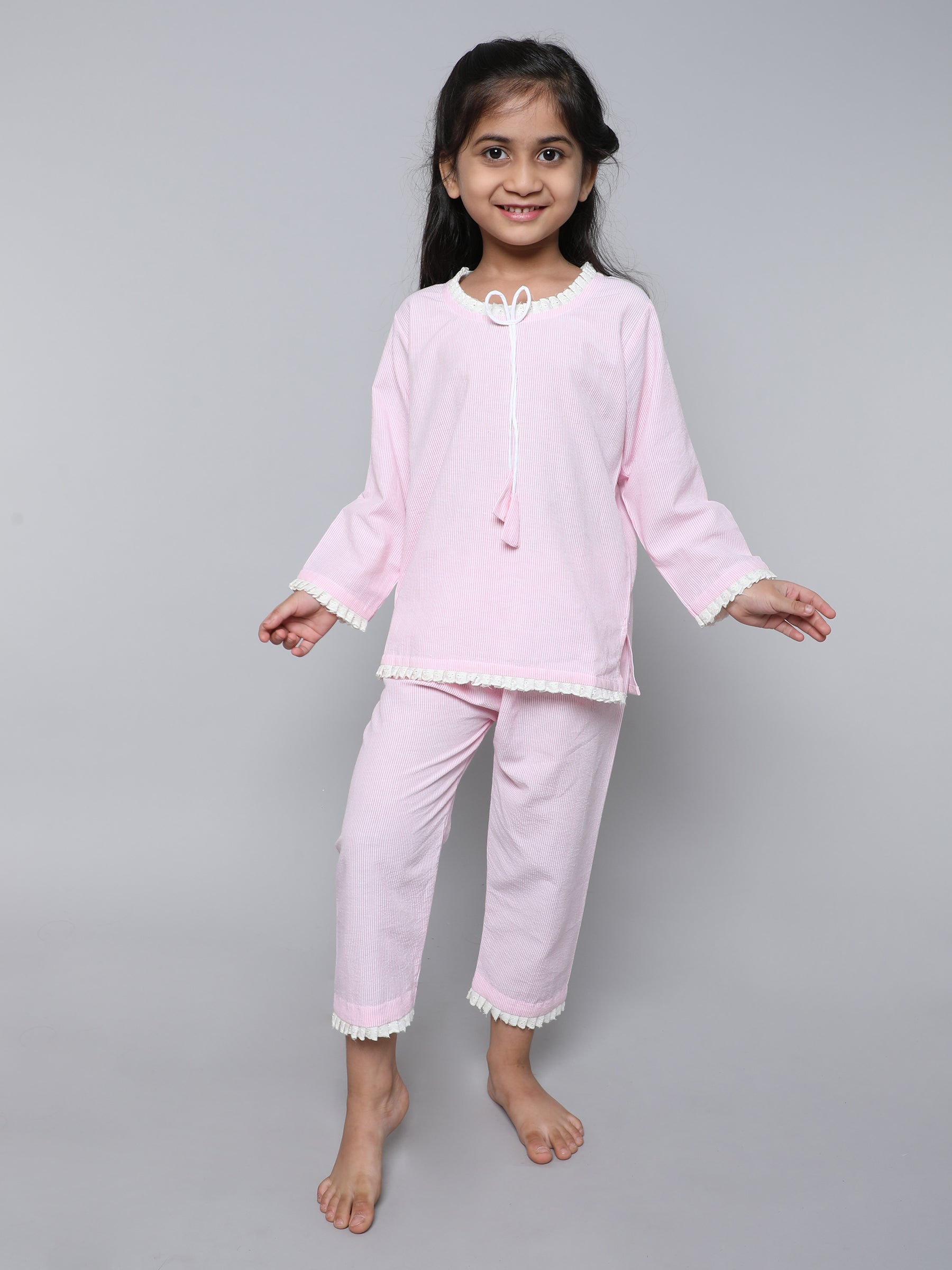 cotton stripe Co-ord Set (pink)