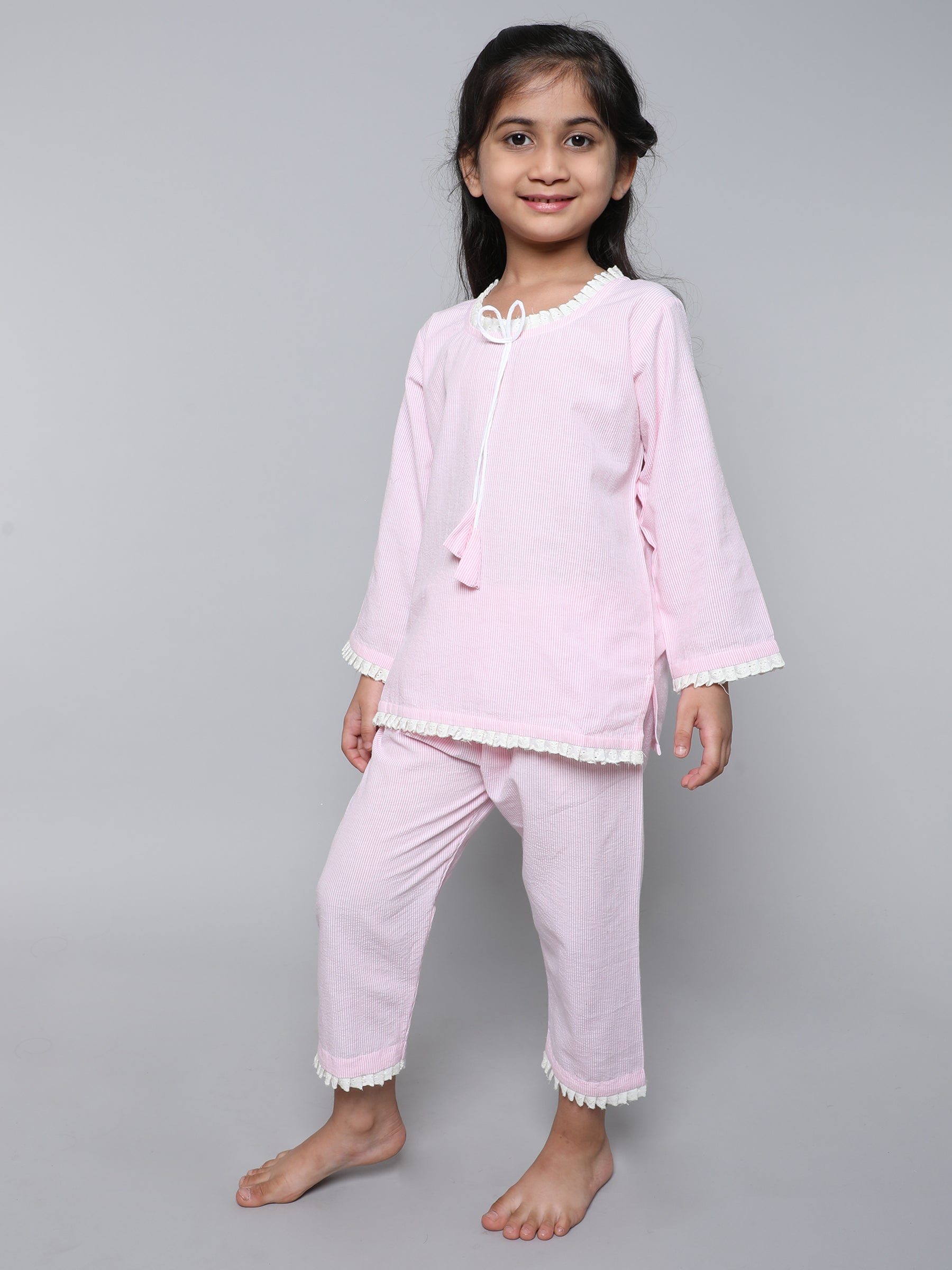 cotton stripe Co-ord Set (pink)