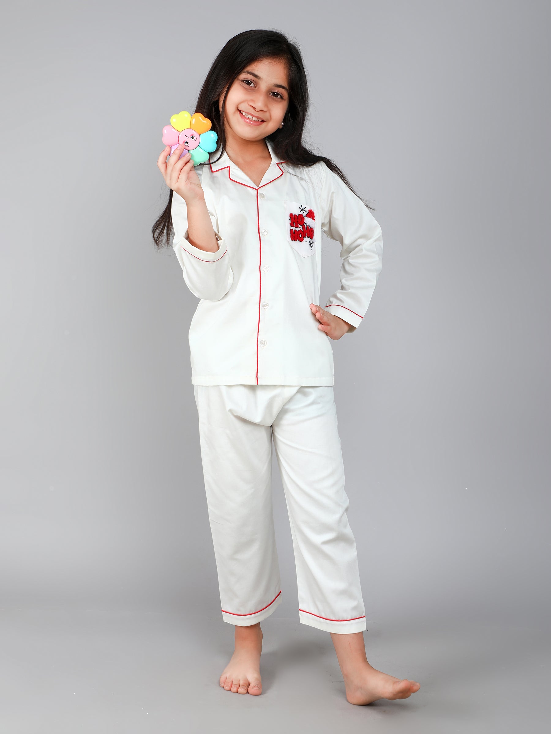 Off White Frosty Ho Ho Ho Holiday PJ Set