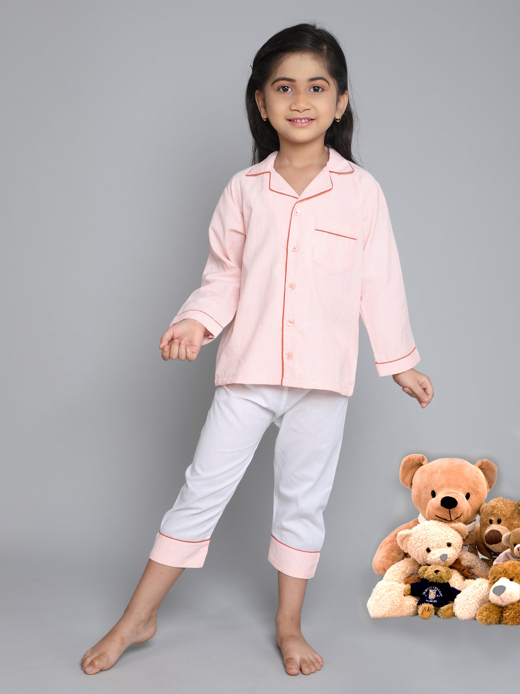 Cotton Stripe PJ set (orange)