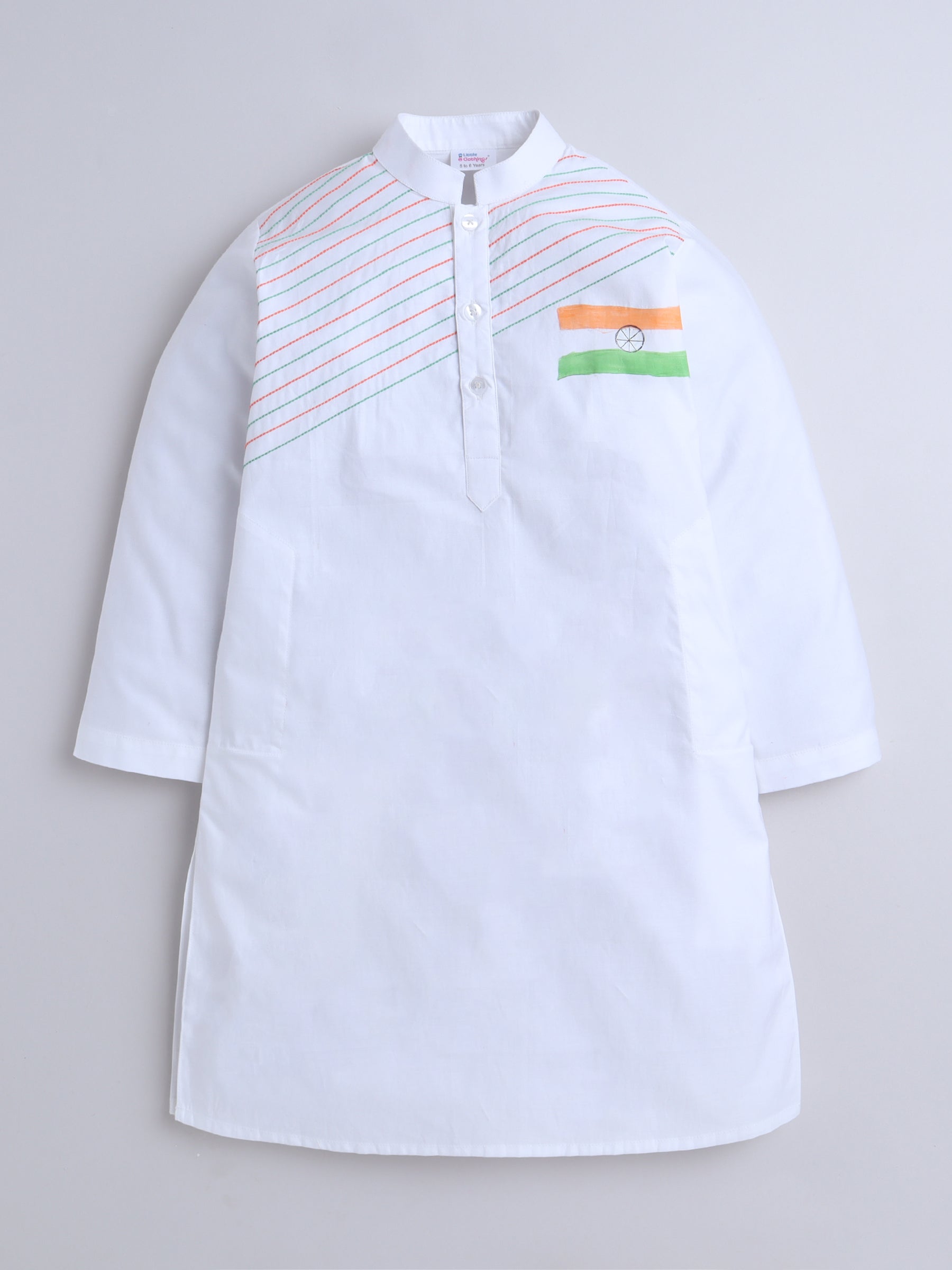 White Hand-Painted Independence Kurta Set