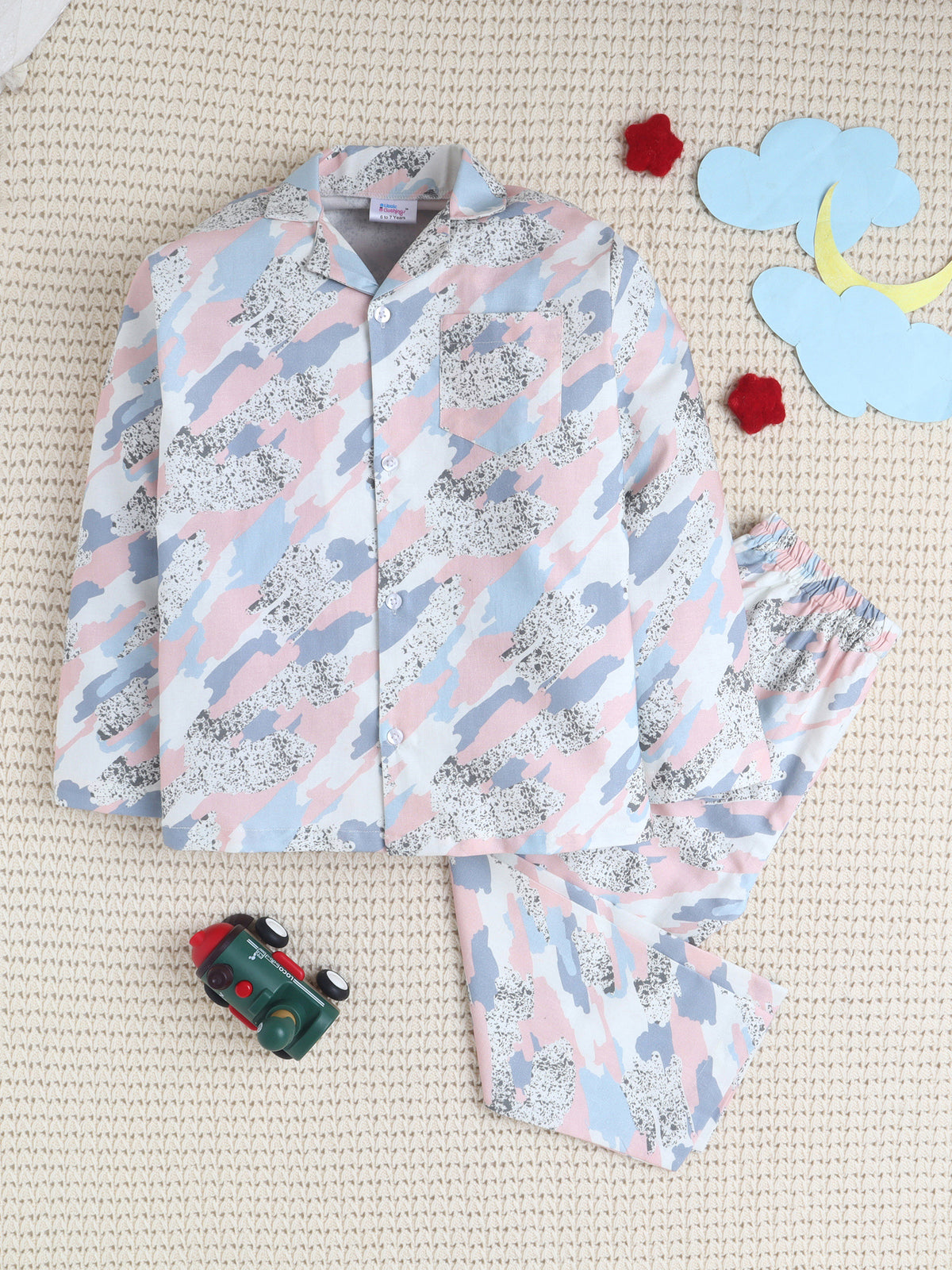 Pastel Camo Print Cotton Nightsuit Set