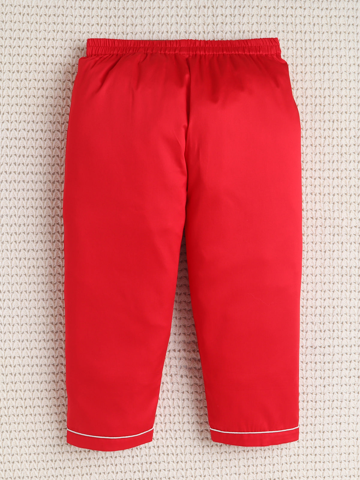 Red Mom Dad Love Embroidered Cotton Night suit Set