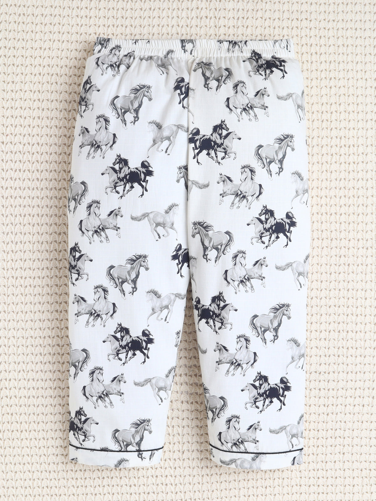 Monochrome Horse Print Cotton Night suit Set
