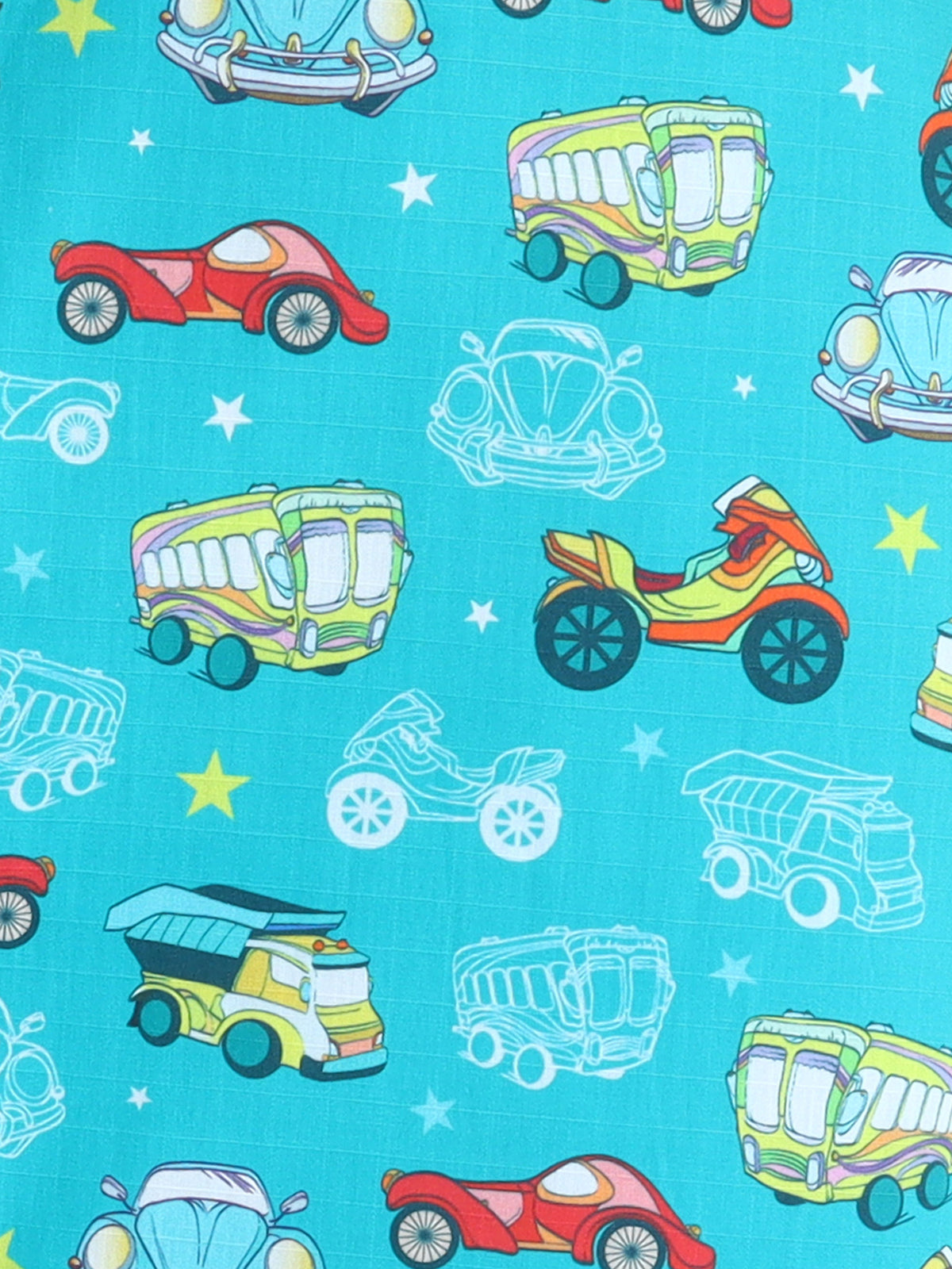 Aqua Wheels Print Cotton Nightsuit Set