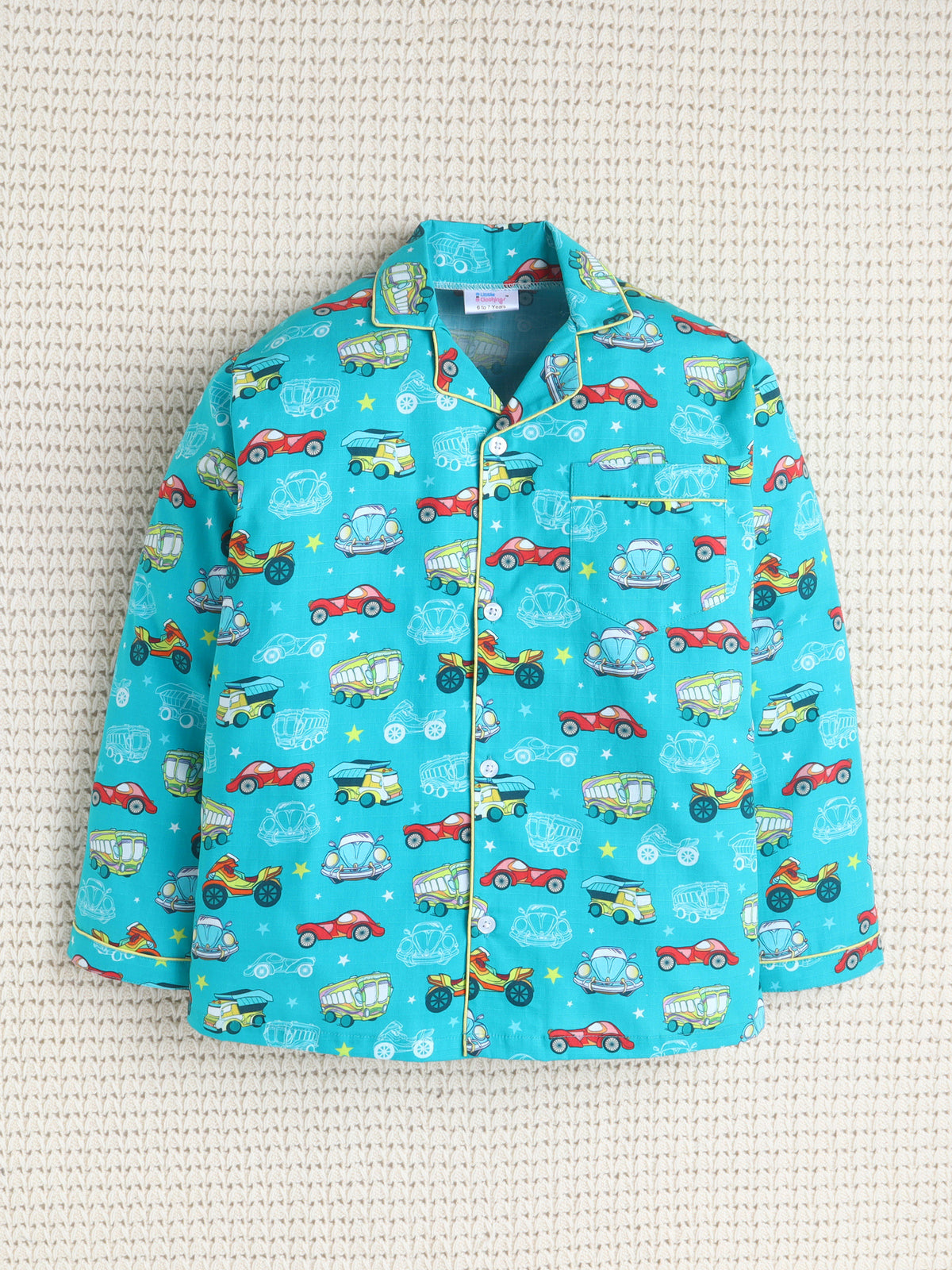 Aqua Wheels Print Cotton Nightsuit Set