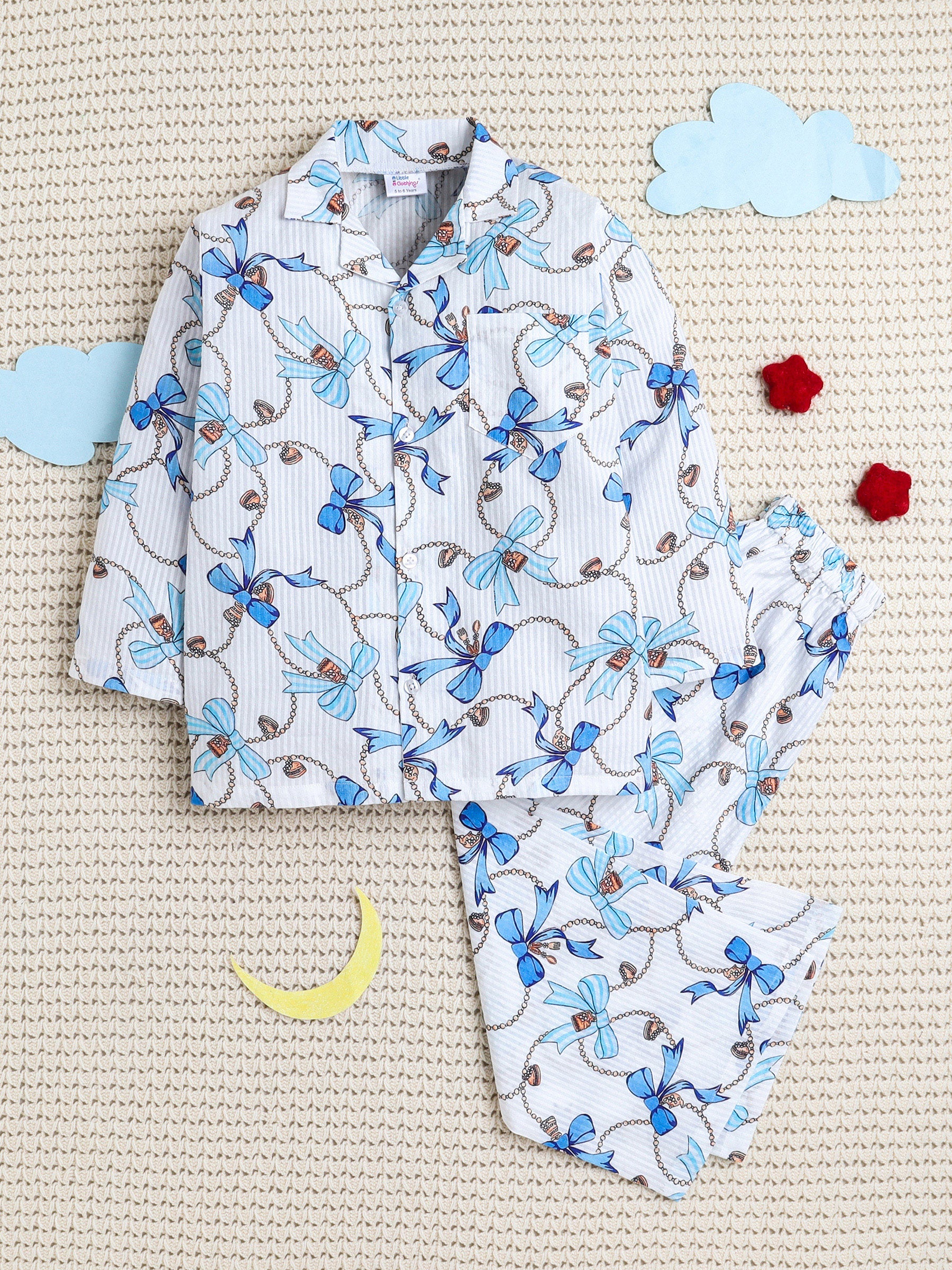 White Bow Dreams Crinkled PJ Set