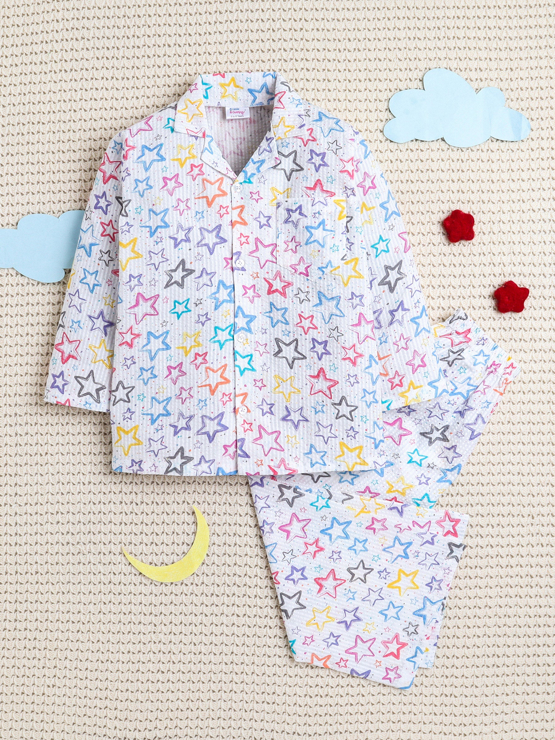 White Rainbow Starburst Crinkled PJ Set