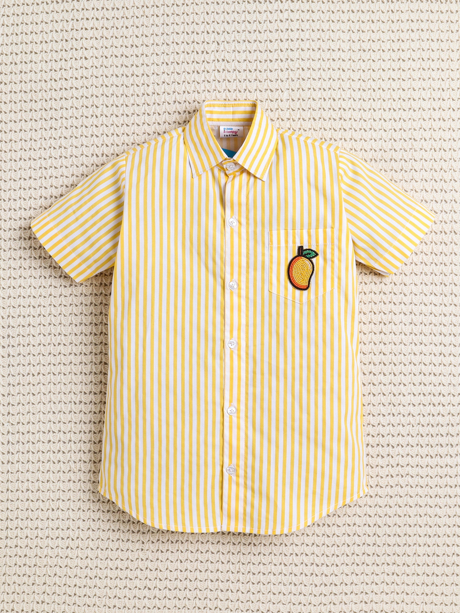 Sunshine Yellow Stripes Mango Patch PJ Set
