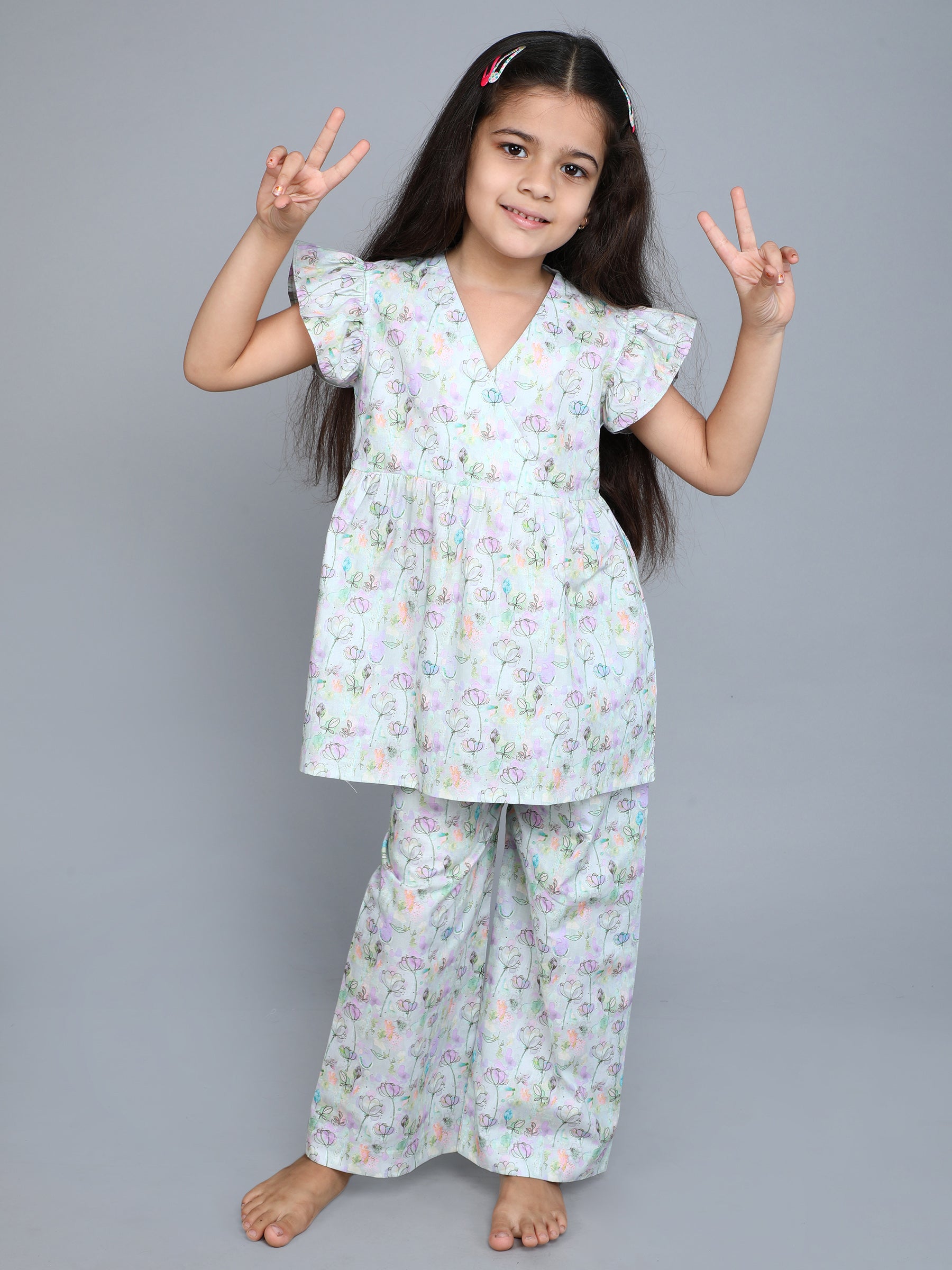 Green Floral Print Cotton Co-ord Set