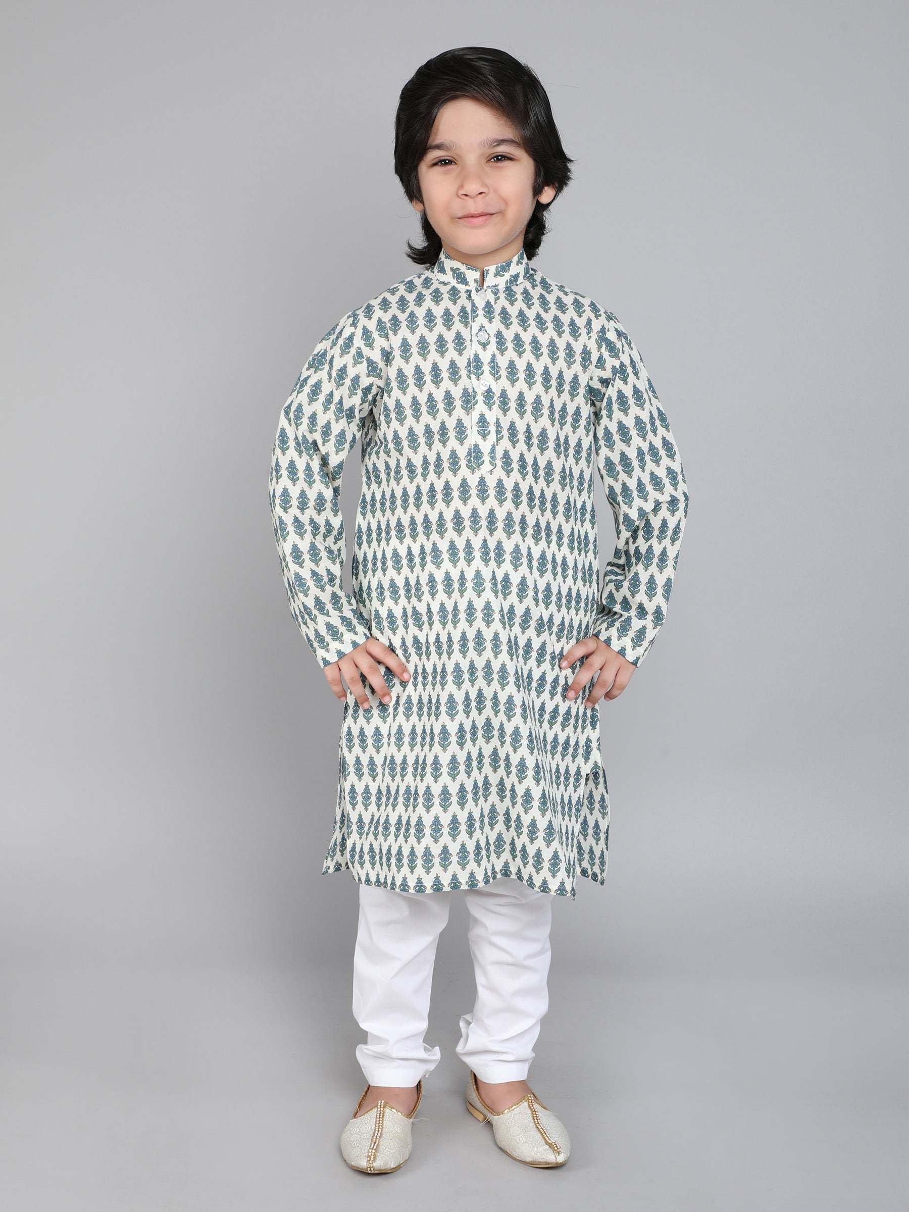 Hand Block Print Kurta Set - Off White