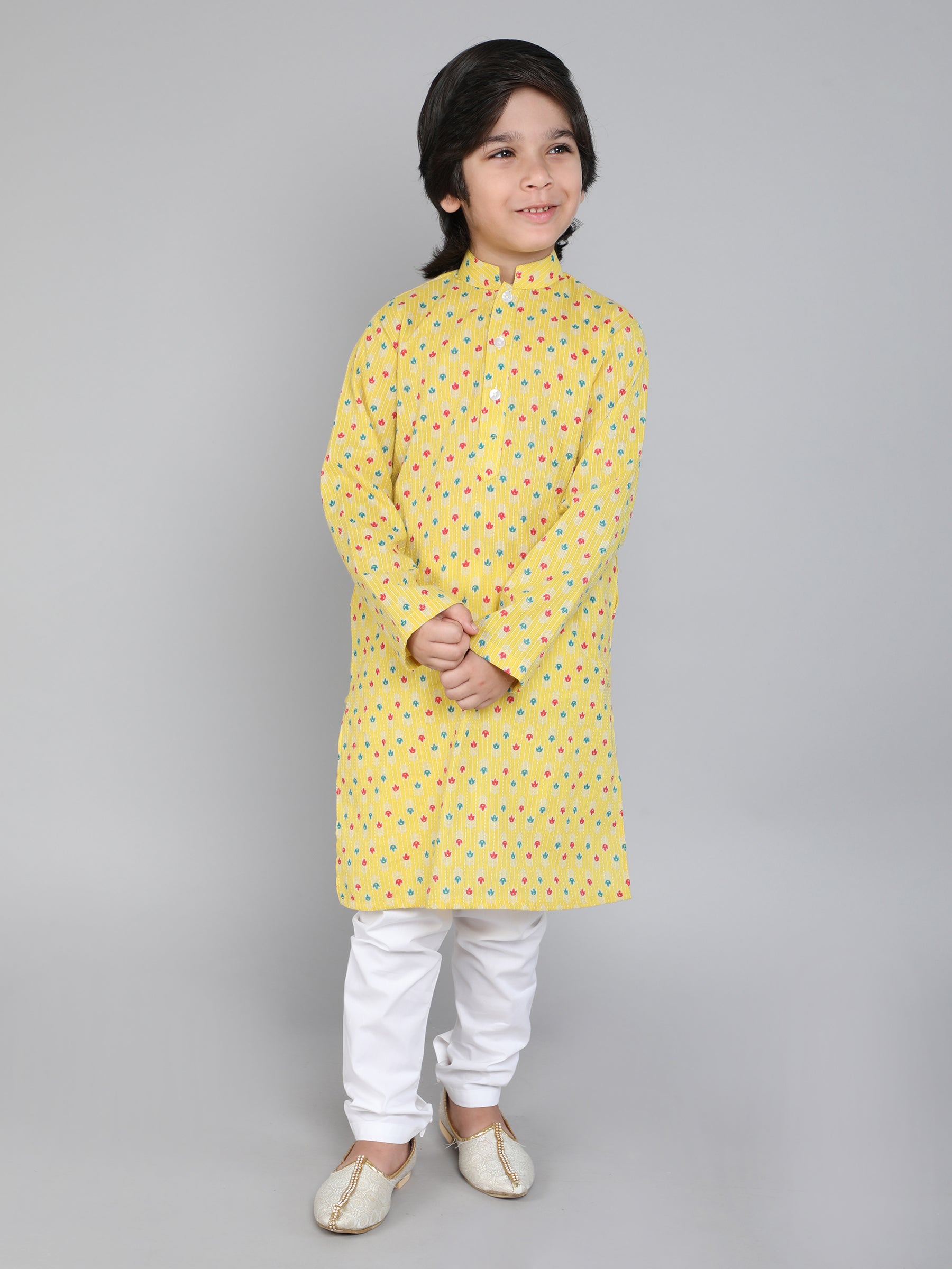 Hand Block Print Kurta Set - Yellow