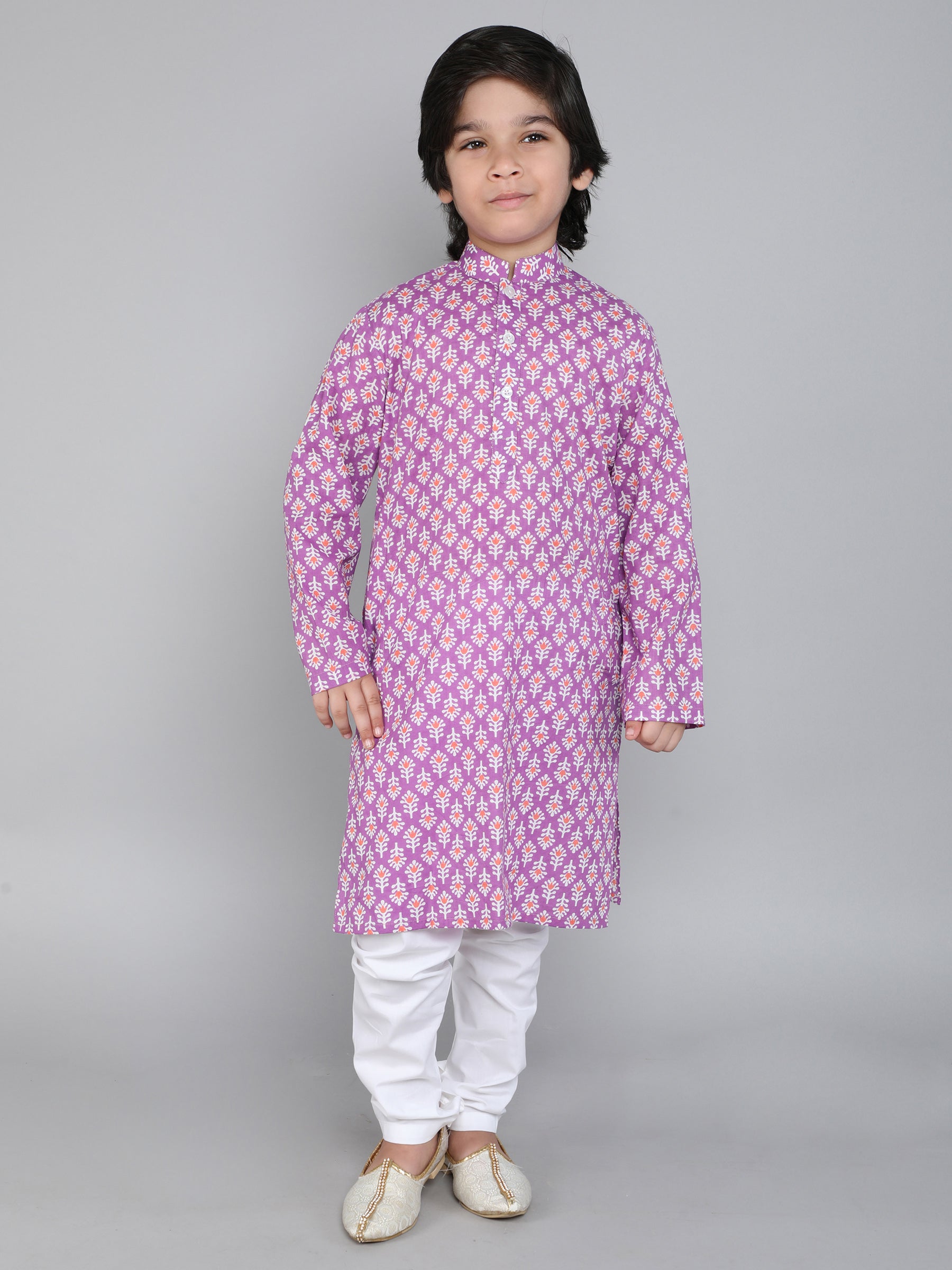 Hand Block Print Kurta Set - Purple