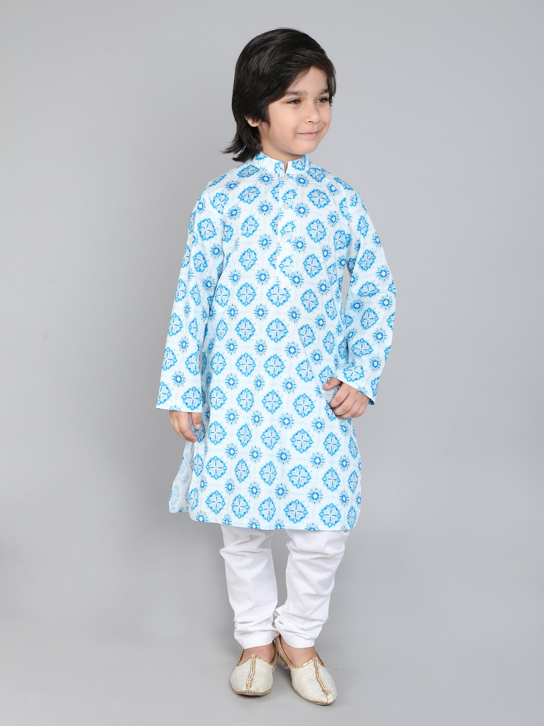 Hand Block Print Kurta Set - White