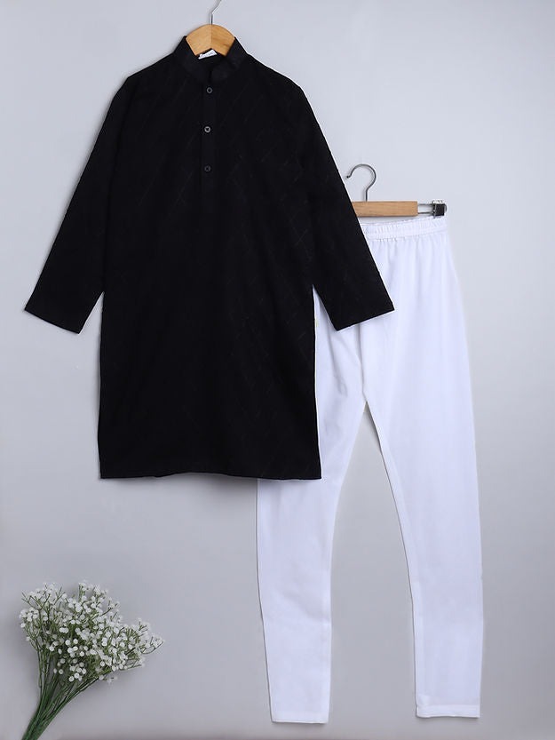 Pure Linen black colors - single thread work - kurta set