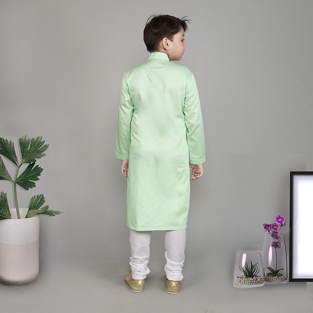 Cotton Silk kurta set - embroidery - Pista green color