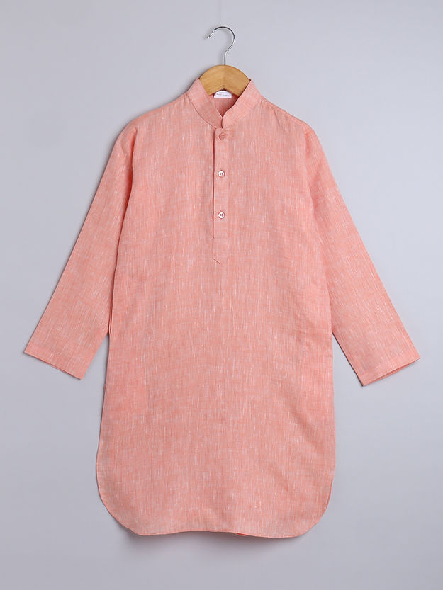 Pure Line plain Kurta Set - Peach