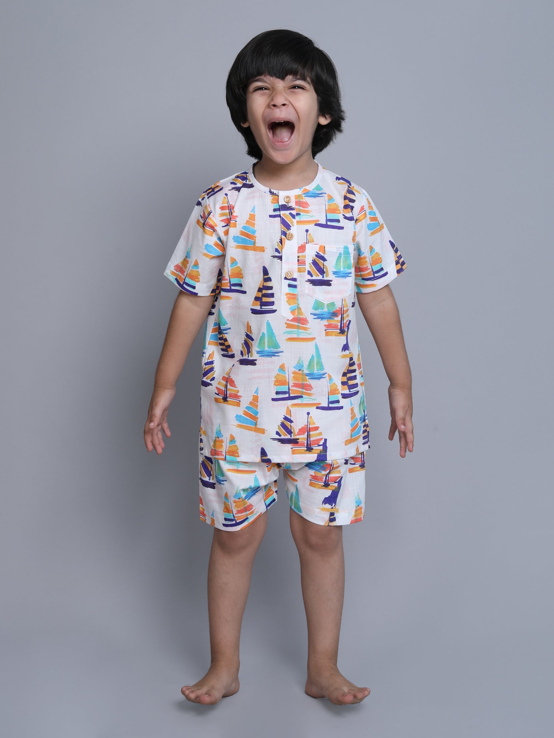 Cotton Ship Print Co-ord Set