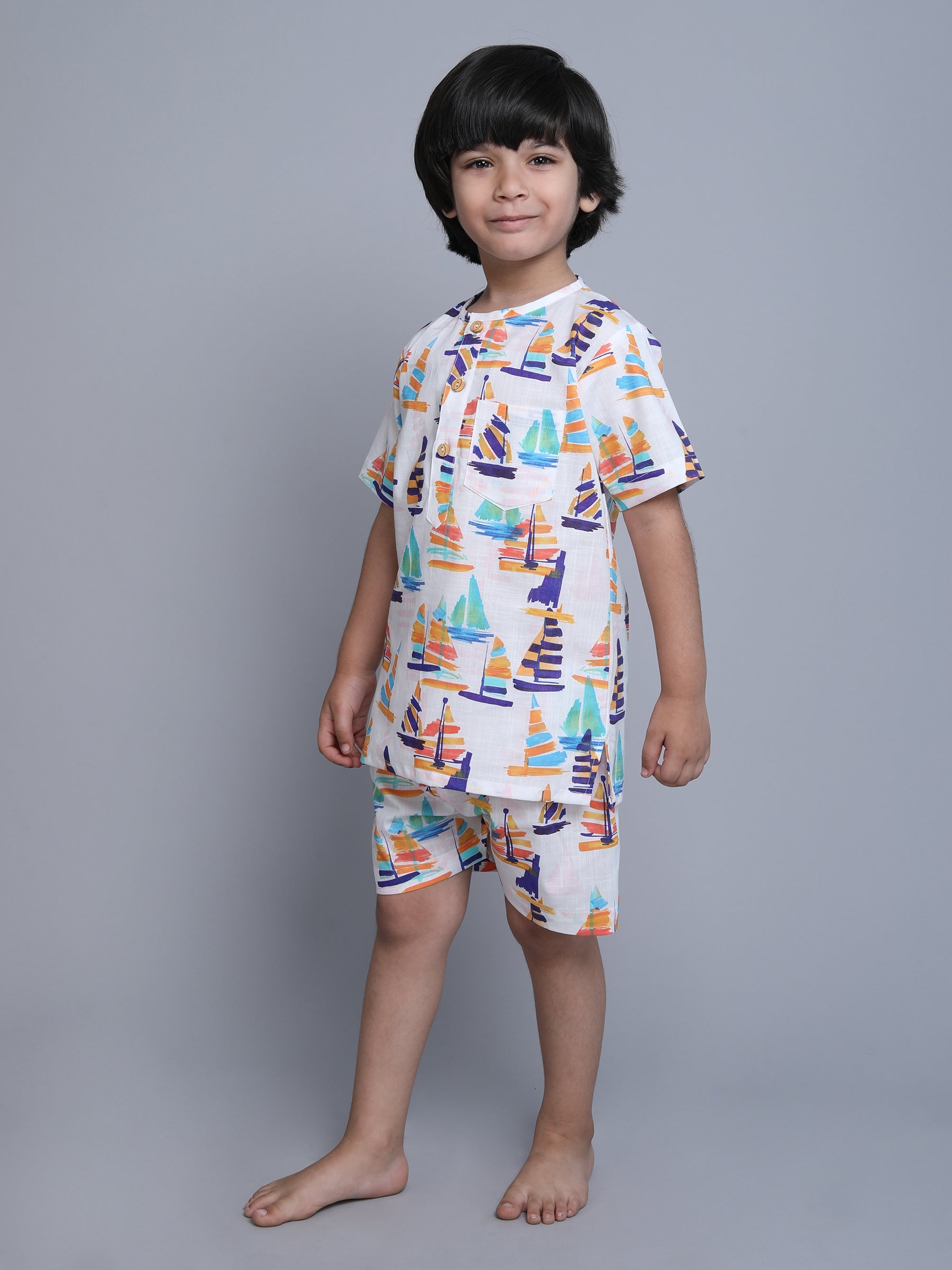 Cotton Ship Print Co-ord Set